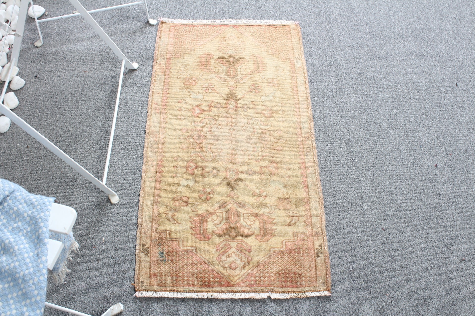 Turkish Rug, Beige Cool Rug, Oushak Rugs, Bathroom Rug, Rugs for Bathroom, 1.5x3 ft Small Rugs, Bedroom Rug, Vintage Rug, Oriental Rugs