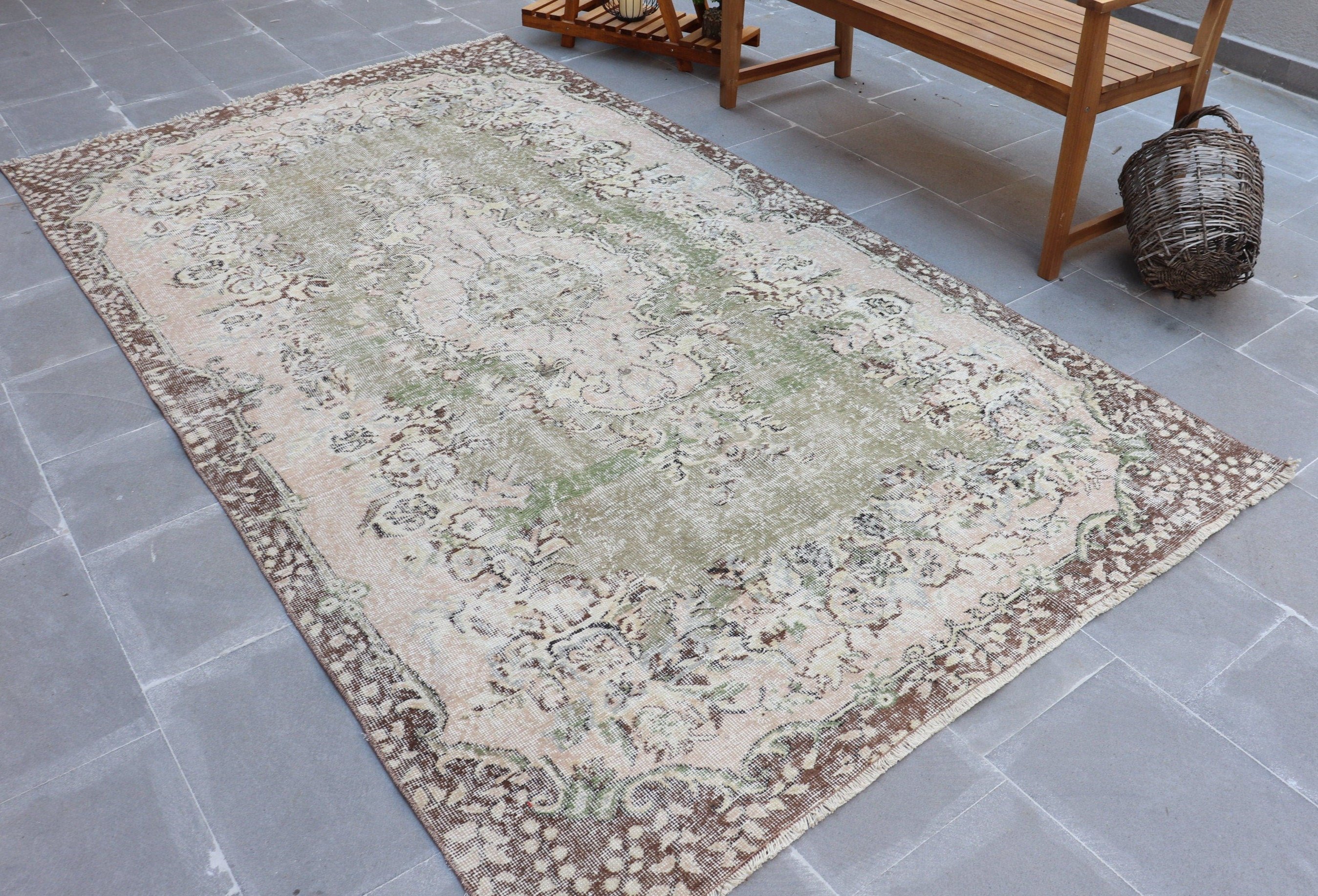 Living Room Rug, Oriental Rug, Bedroom Rug, Wool Rugs, Vintage Rug, Rugs for Salon, Brown Wool Rug, Turkish Rug, 5.2x9.3 ft Large Rug