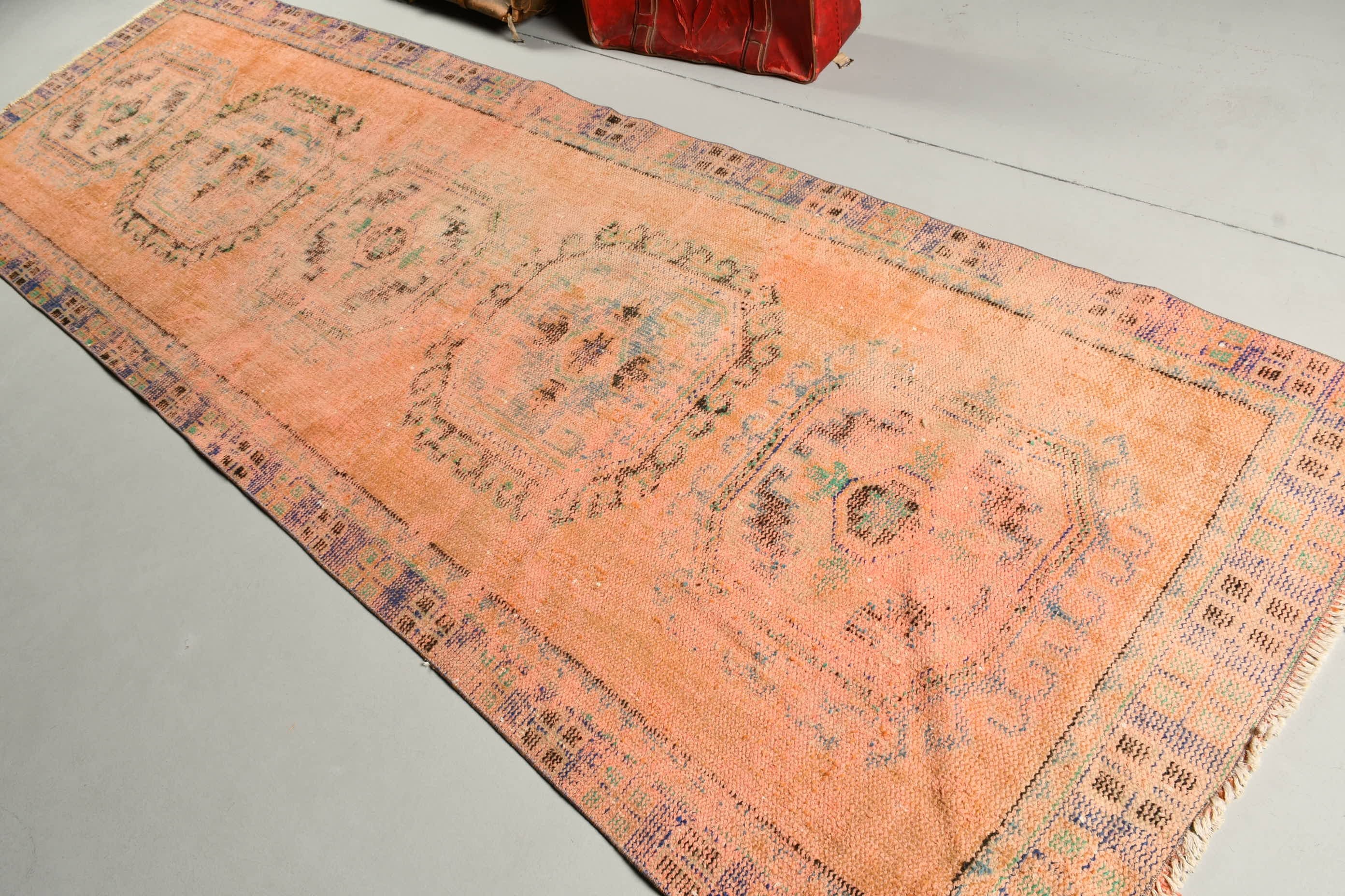 Wool Rug, Corridor Rug, Turkish Rug, Boho Rug, Vintage Rug, 3.8x11.9 ft Runner Rugs, Rugs for Corridor, Orange Anatolian Rug, Floor Rug