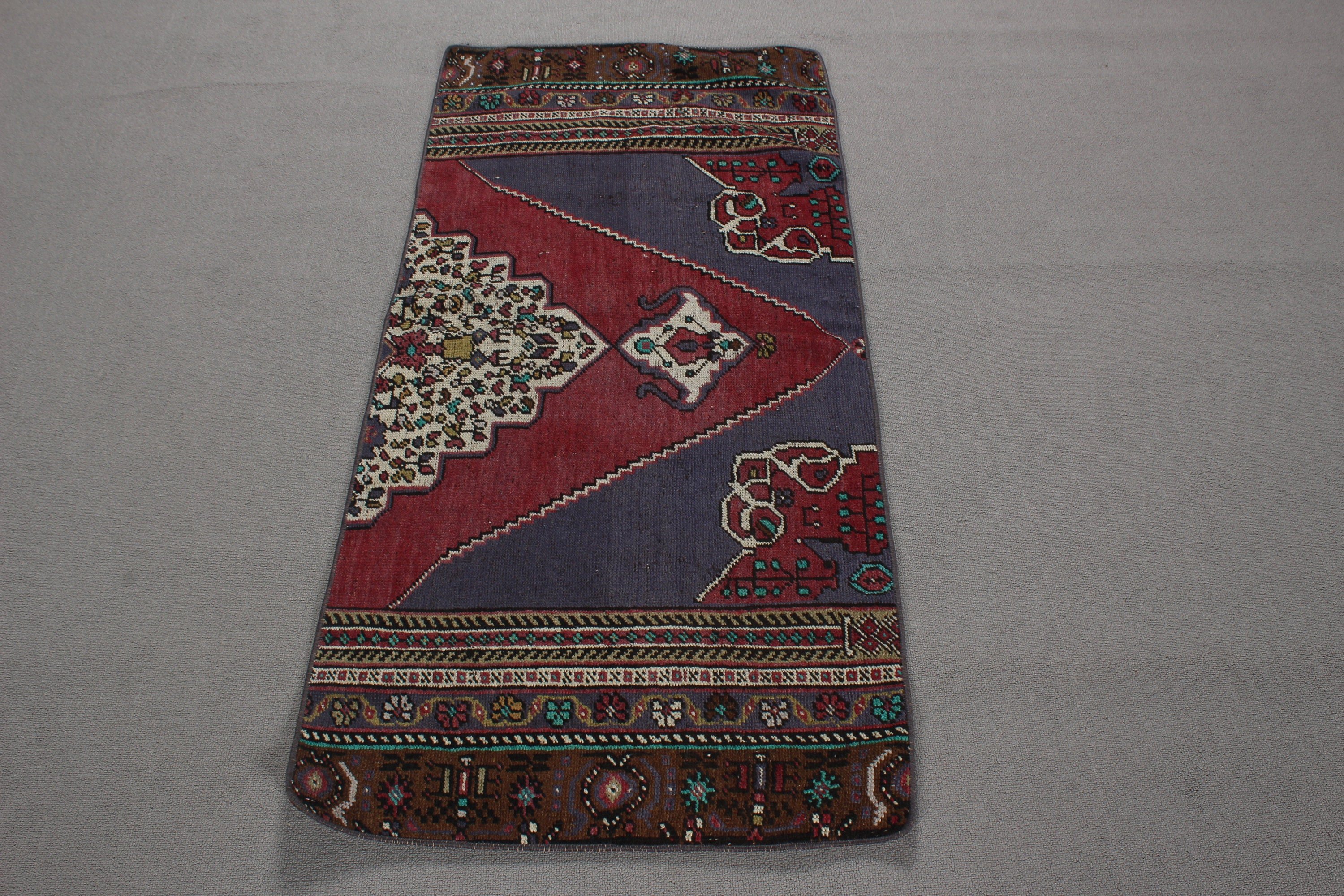 Vintage Halı, Türk Halıları, Küçük Boho Halısı, Küçük Alan Halısı, Anadolu Halıları, 2.2x4.7 ft Küçük Halılar, Mavi Açıklama Halısı