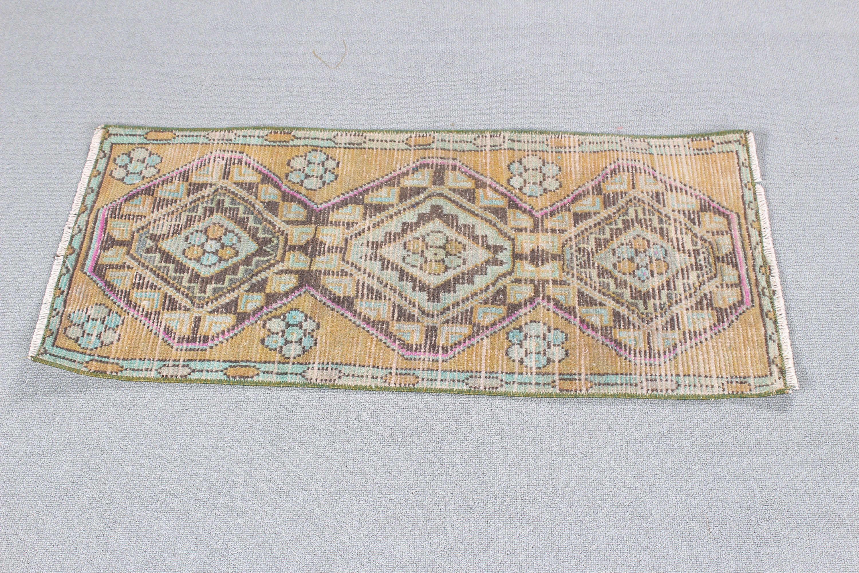 Car Mat Rugs, Brown Cool Rugs, Vintage Rug, 1.4x3 ft Small Rug, Turkish Rugs, Anatolian Rugs, Nursery Rug, Rugs for Entry