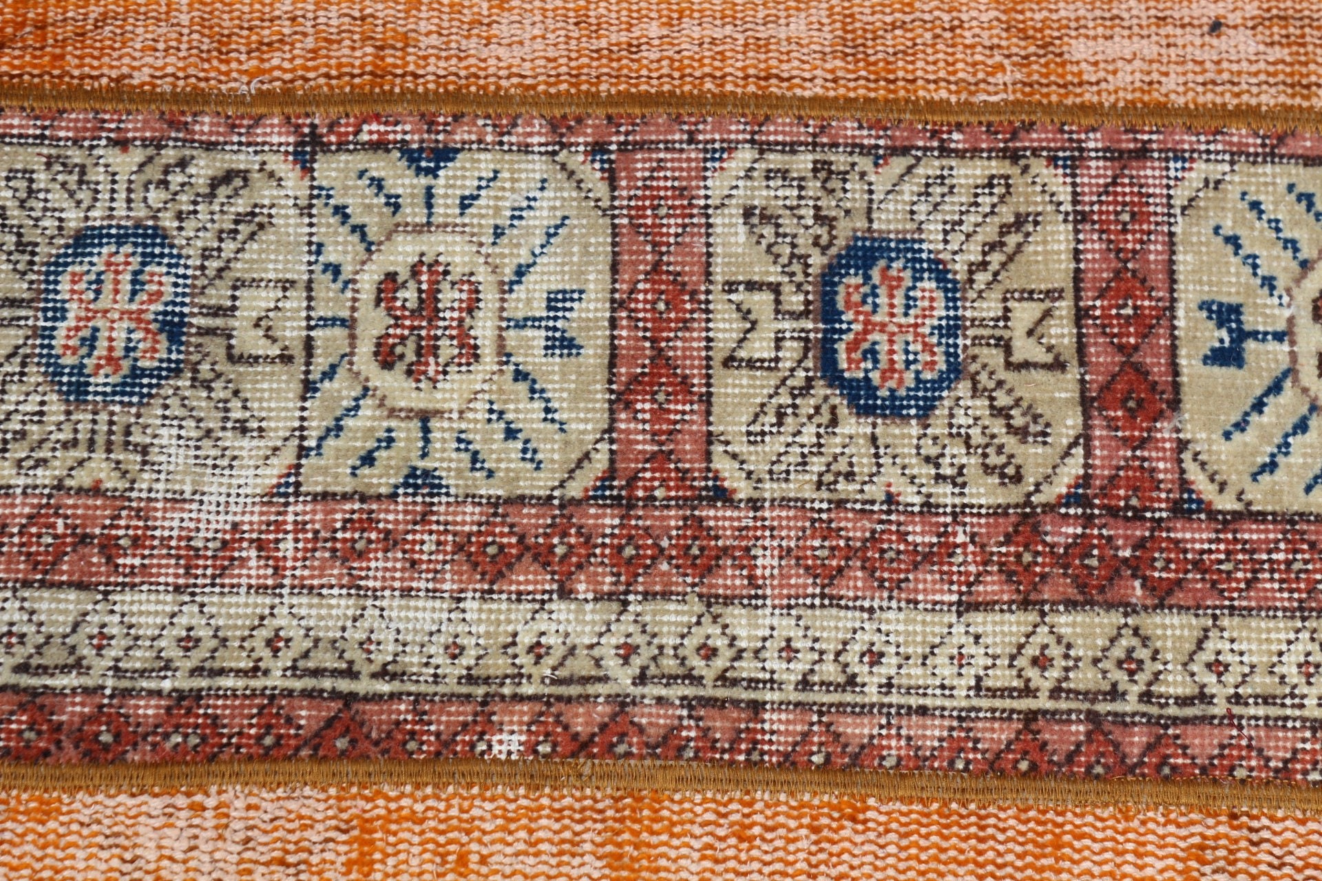 Turkish Rug, Oushak Rugs, Orange Antique Rug, Rugs for Wall Hanging, Car Mat Rug, 1.6x3.4 ft Small Rug, Wool Rug, Vintage Rug, Kitchen Rug