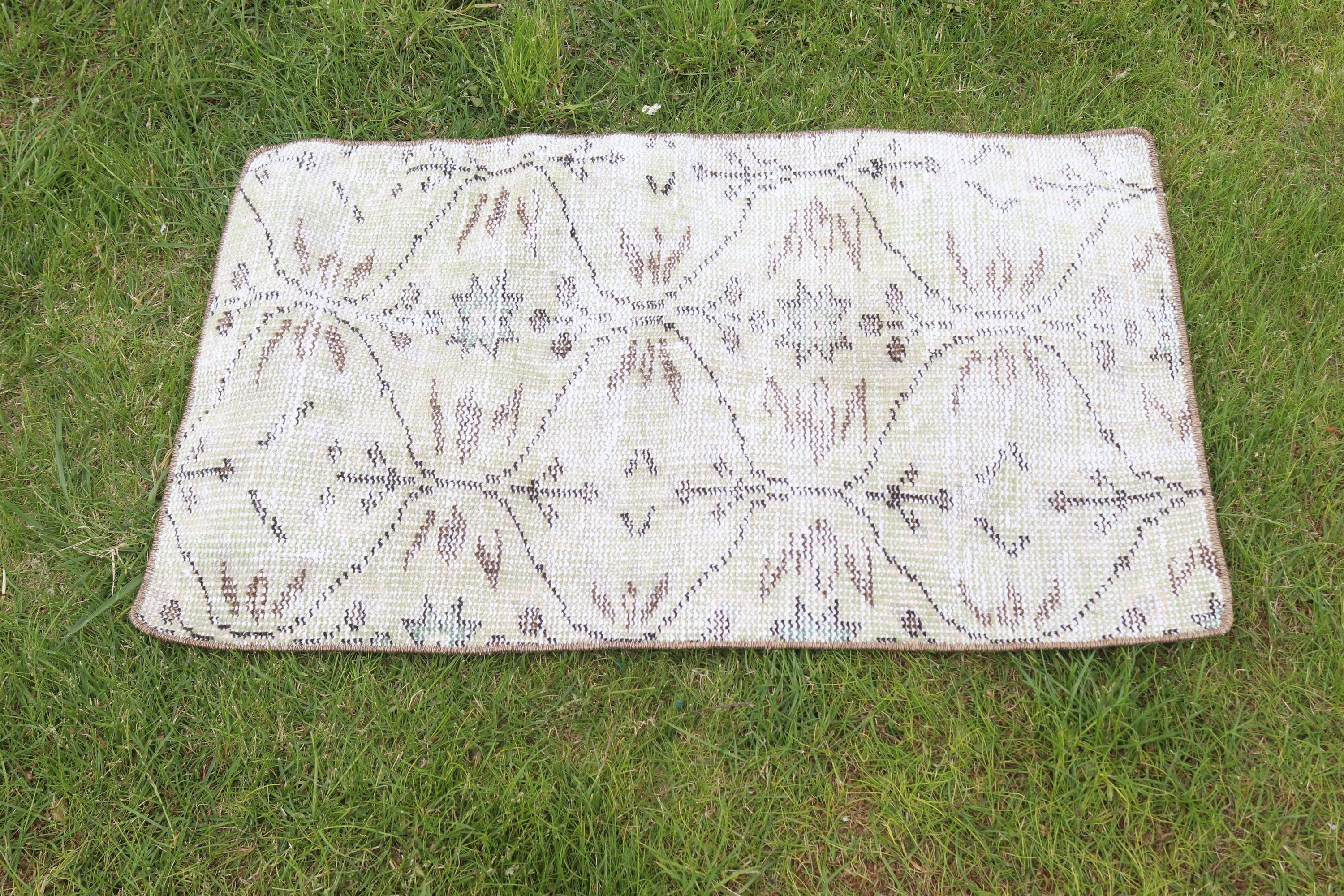 Bej Yatak Odası Halıları, El Dokuma Halılar, Küçük Boho Halılar, Türk Halıları, Küçük Vintage Halı, 1.6x2.7 ft Küçük Halı, Vintage Halılar, Oushak Halı