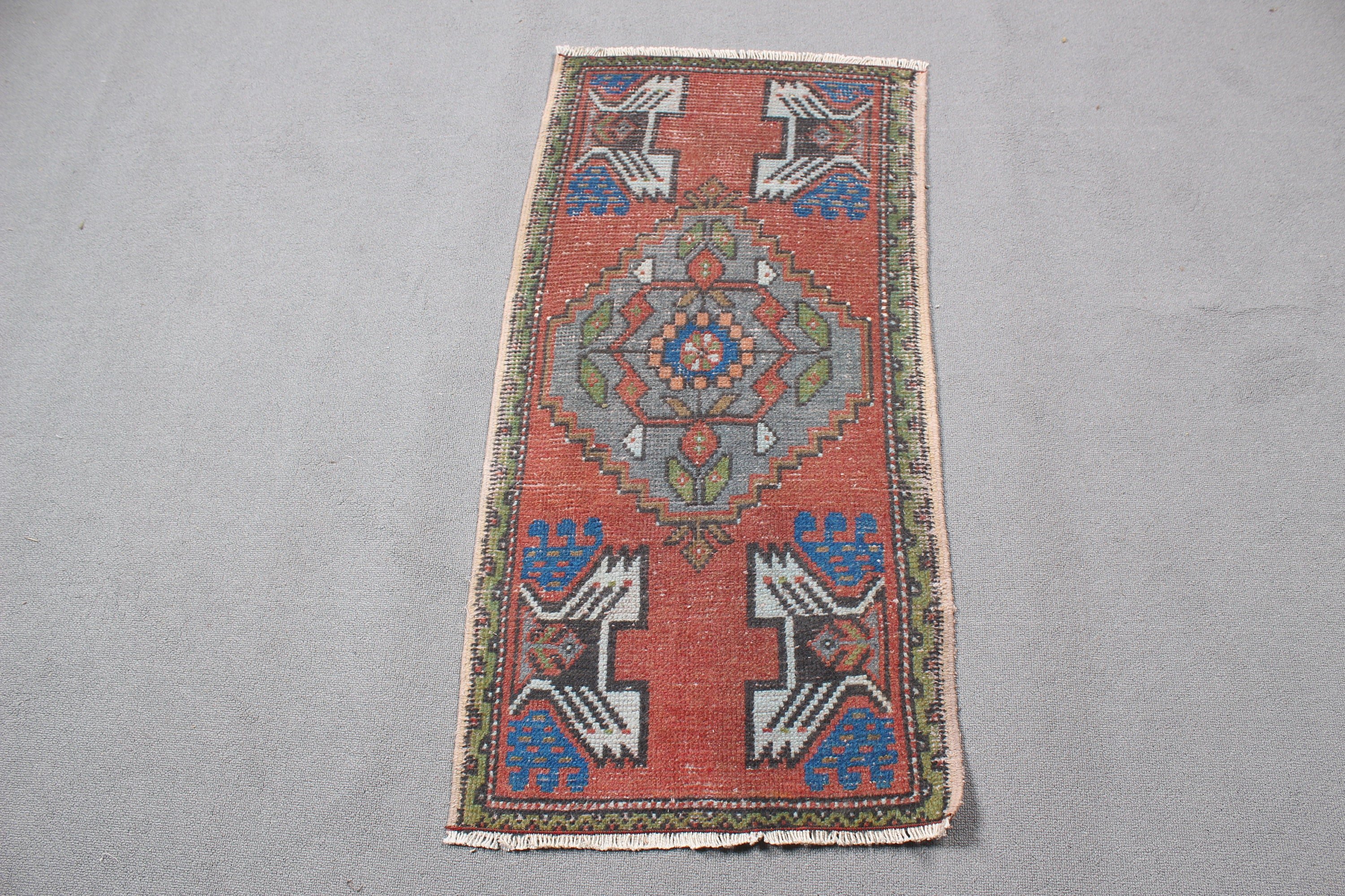 Vintage Rugs, Handwoven Rugs, Bath Rugs, Turkish Rug, Anatolian Rugs, Small Area Rug, Handmade Rugs, Red  1.7x3.4 ft Small Rug