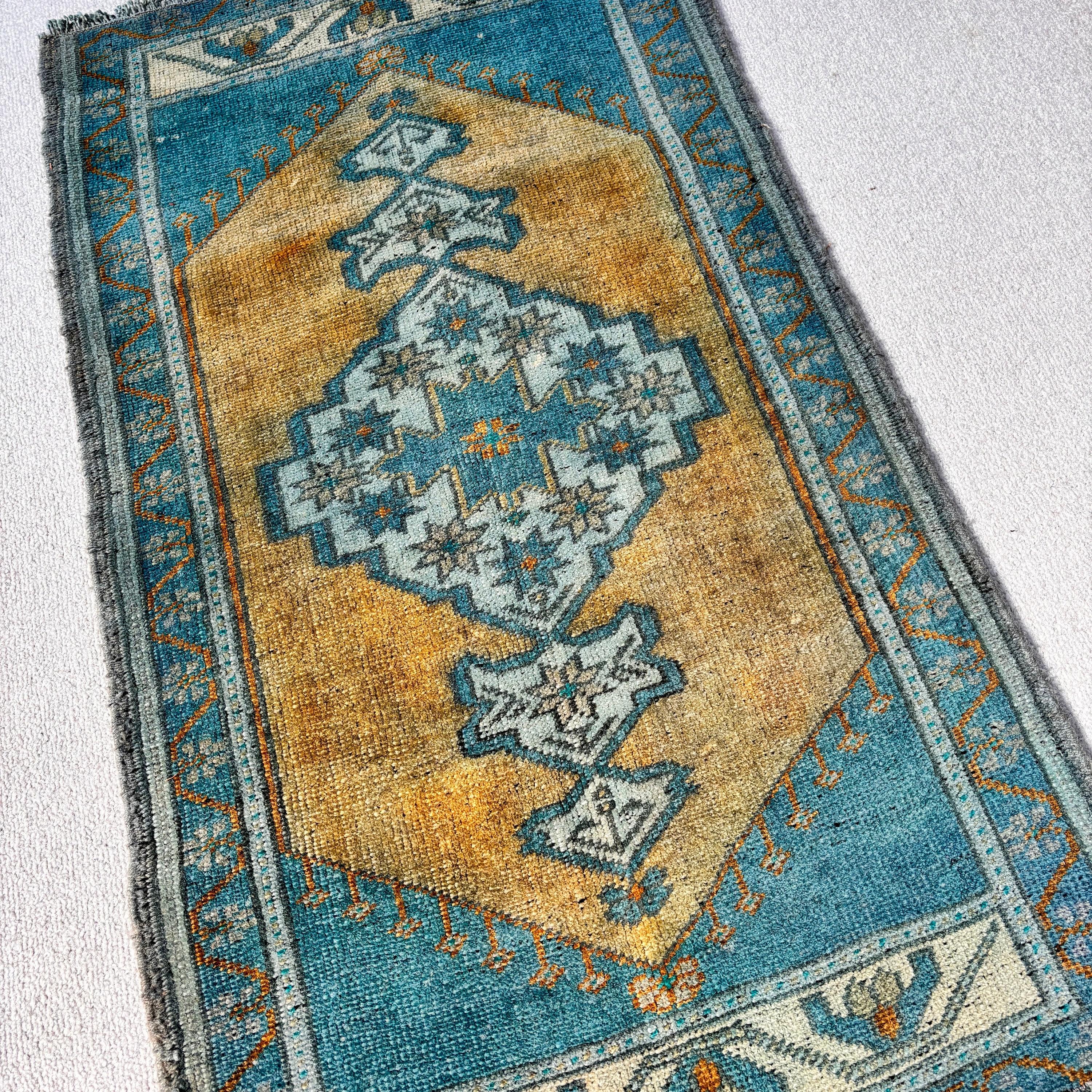 Giriş Halıları, Paspas Halısı, Vintage Halı, Düz Dokuma Halılar, Anadolu Halısı, Boho Halıları, 1.7x3.1 ft Küçük Halılar, Türk Halıları, Yeşil Antika Halı