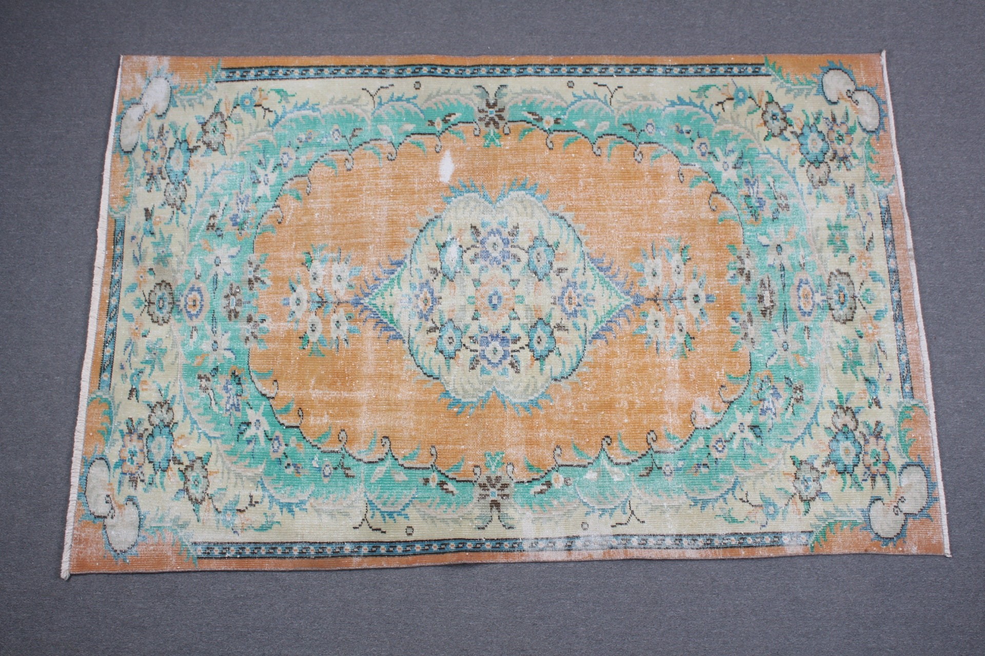 Turuncu Yatak Odası Halıları, Mutfak Halıları, Parlak Halılar, Mutfak Halısı, Çocuk Halıları, 5.1x7.8 ft Alan Halıları, Vintage Halı, Yün Halı, Türk Halısı