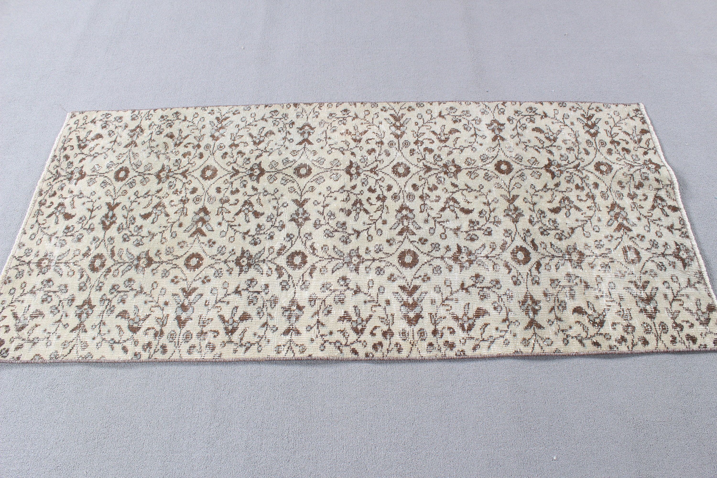 Beige Home Decor Rugs, Small Area Rugs, Bedroom Rugs, Wool Rugs, 2.6x5.5 ft Small Rug, Organic Rug, Vintage Rug, Kitchen Rugs, Turkish Rugs