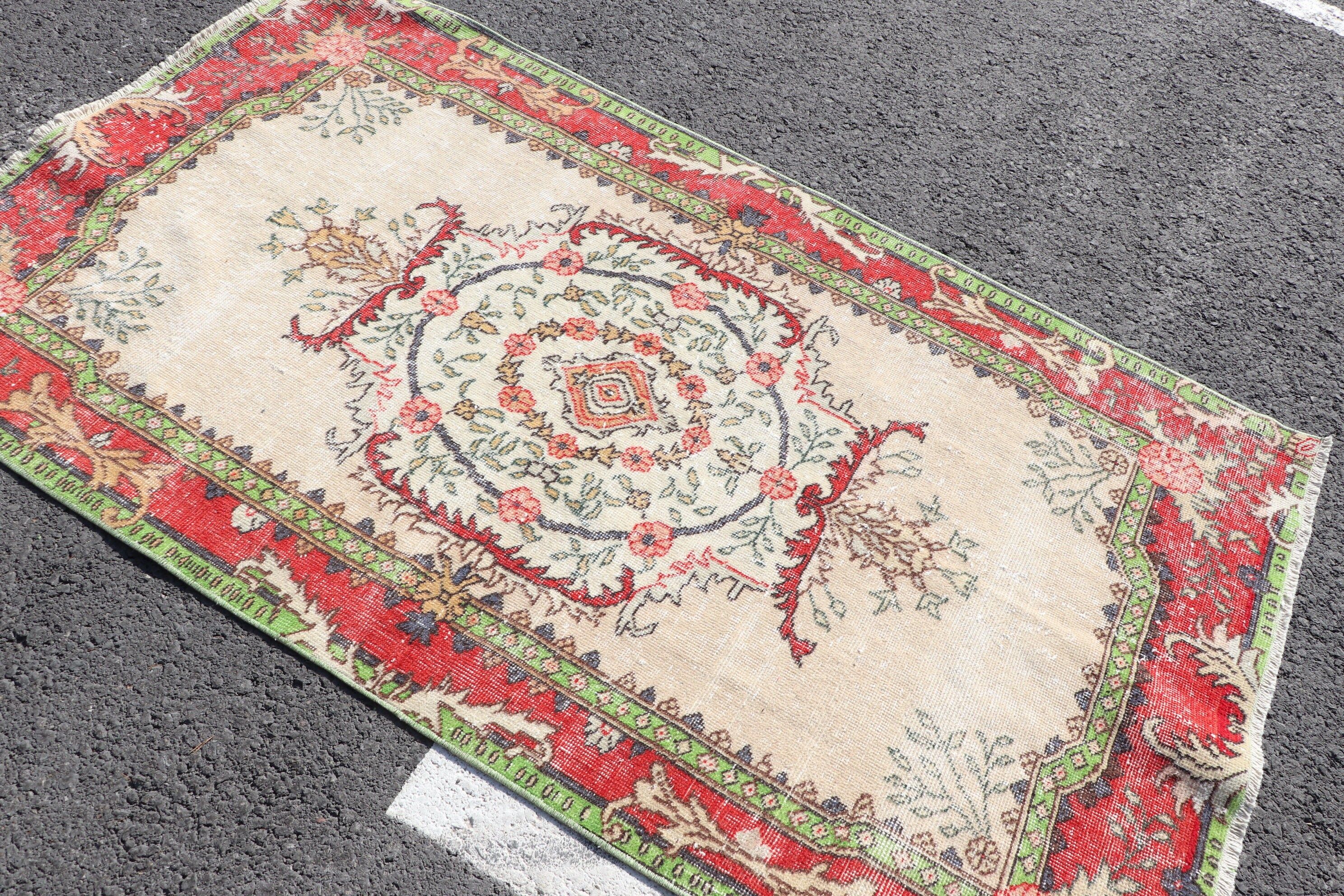 Rugs for Floor, Bedroom Rug, 3.7x6.5 ft Area Rugs, Turkish Rug, Red Cool Rug, Vintage Rug, Oriental Rug, Wool Rug, Dining Room Rugs