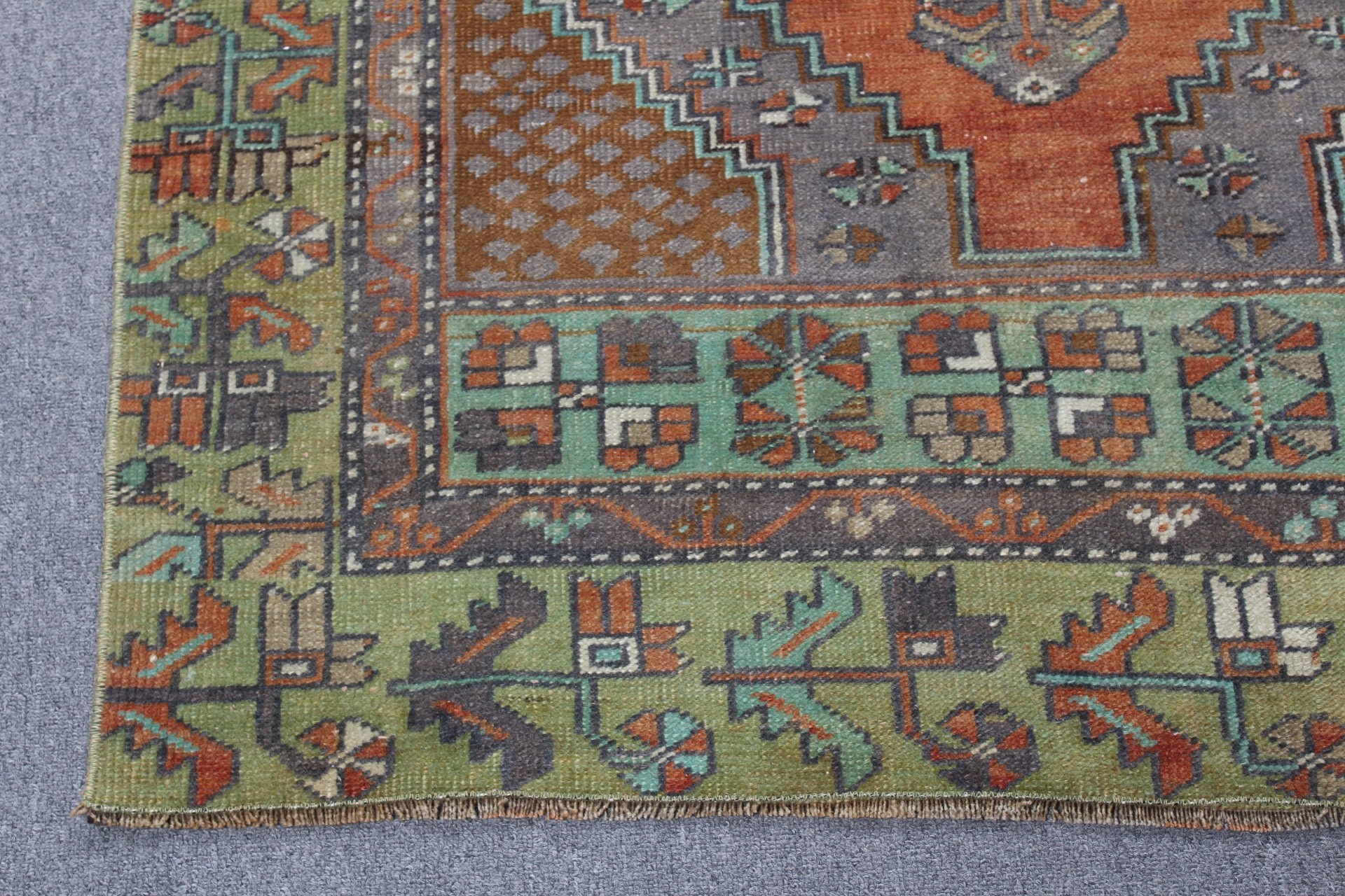 Fas Halısı, Türk Halısı, Vintage Halı, Sessiz Halı, Çocuk Odası Halıları, Turuncu 3,4x7,5 ft Alan Halısı, Mutfak Halıları