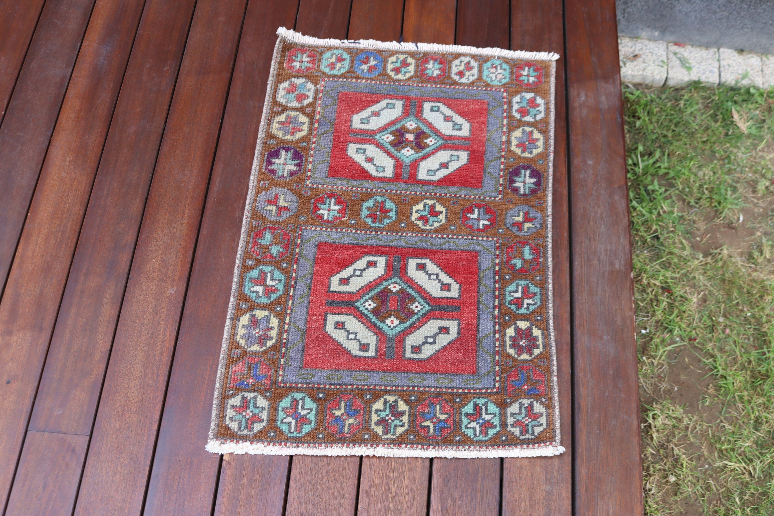 Kırmızı Ev Dekor Halısı, Vintage Halılar, Düz Dokuma Halı, Küçük Boho Halısı, Antika Halı, 1.5x2.3 ft Küçük Halılar, Türk Halıları, Küçük Alan Halısı