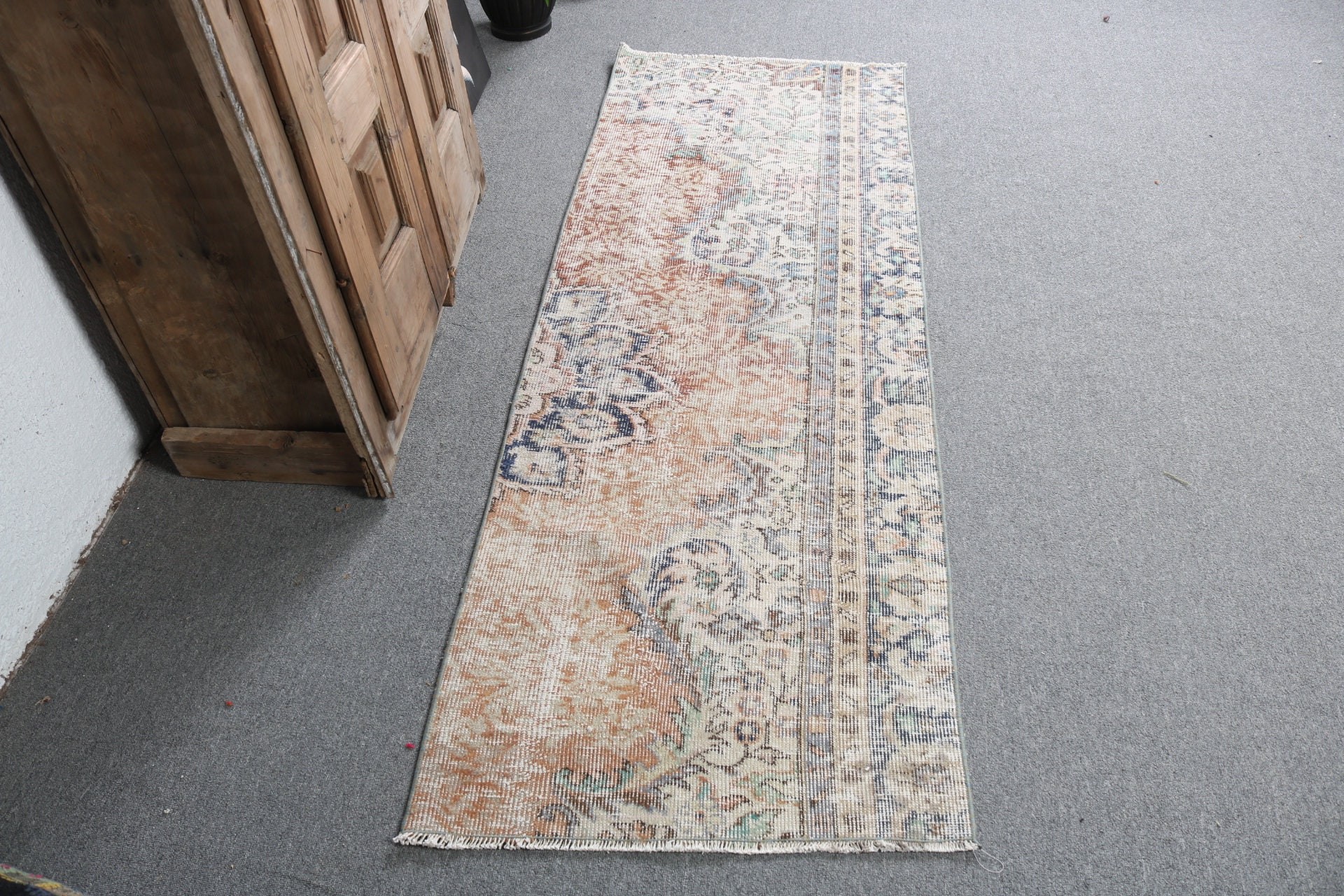 Kahverengi Lüks Halılar, Oushak Halılar, Vintage Halılar, Türk Halıları, 2,3x6,2 ft Runner Halıları, Mutfak Halısı, Merdiven Halıları, Organik Halı, Yatak Odası Halıları