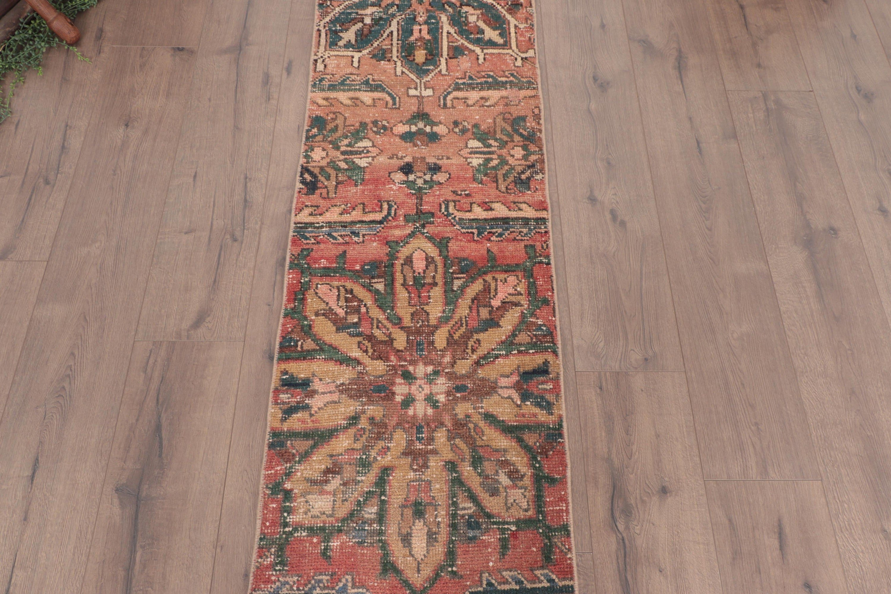 Red Anatolian Rugs, Turkish Rug, Corridor Rug, Long Runner Rug, Vintage Rugs, Antique Rugs, Moroccan Rugs, 1.6x10.2 ft Runner Rug