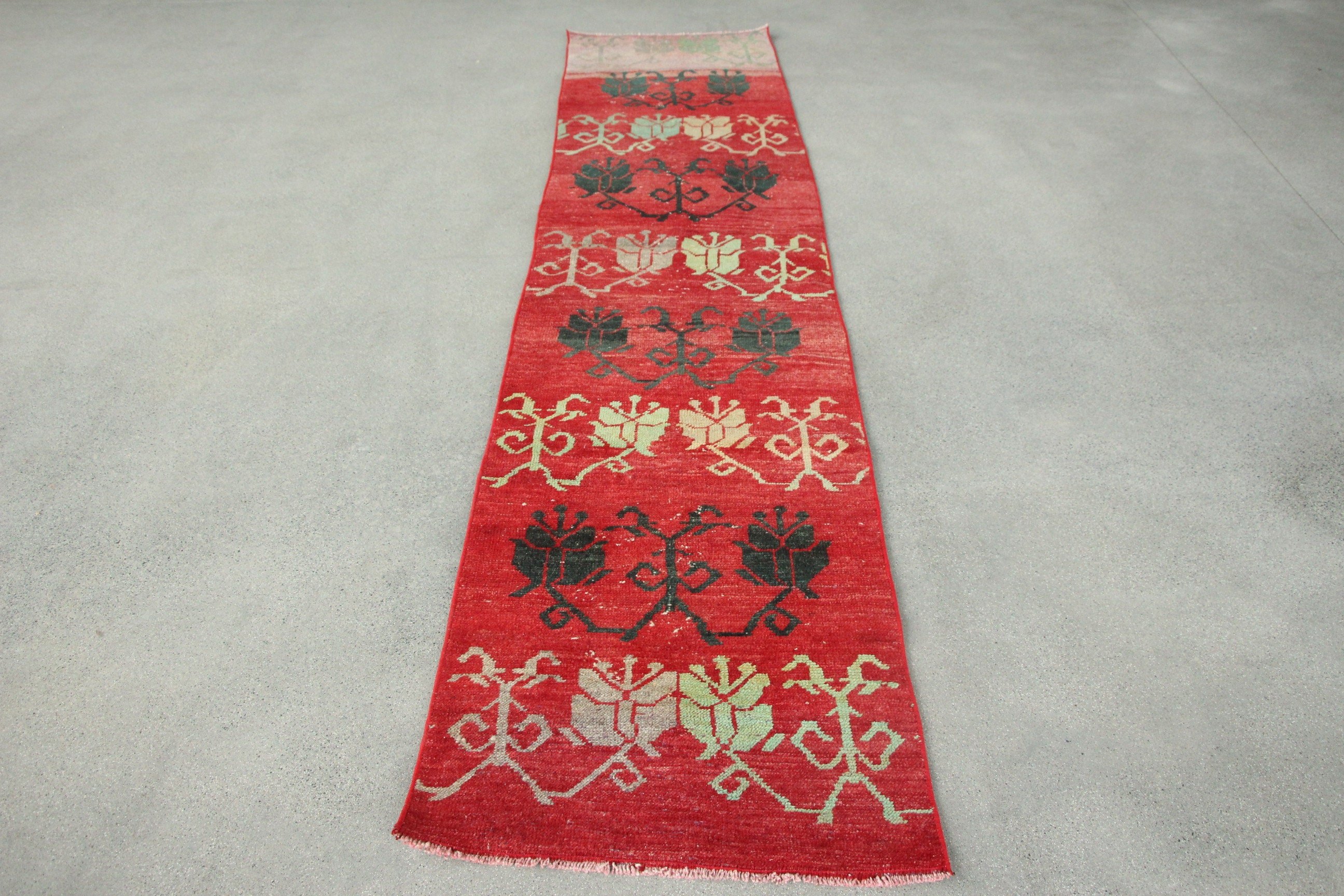 Turkish Rug, Oriental Rug, Stair Rug, Vintage Rug, Wool Rugs, Cute Rug, Rugs for Hallway, 2.2x9.9 ft Runner Rugs, Red Home Decor Rugs