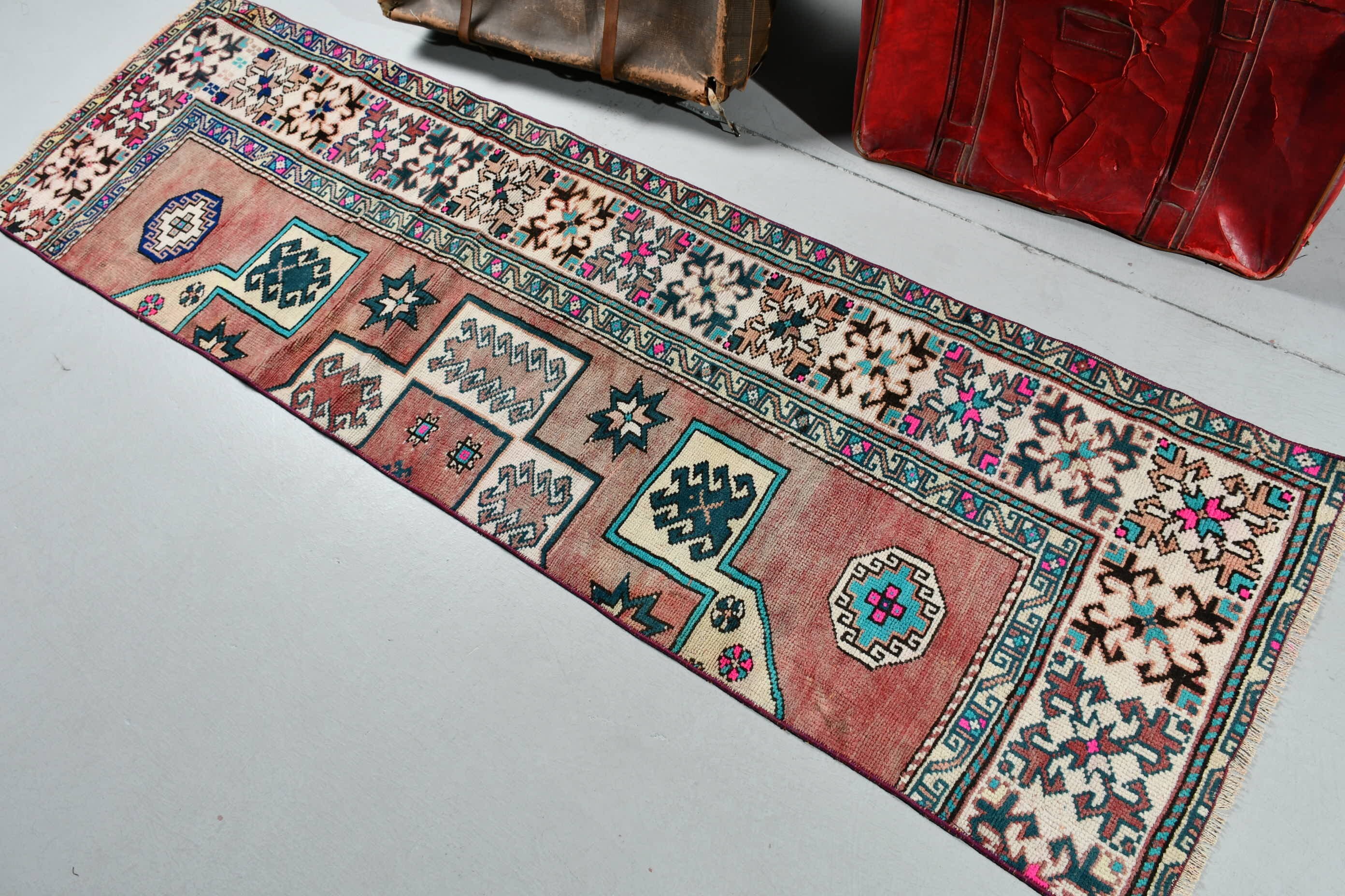 Kitchen Rugs, Hallway Rug, Old Rug, Red Floor Rug, Turkish Rug, 2.2x7.2 ft Runner Rug, Vintage Rug, Rugs for Stair, Oushak Rug, Bedroom Rug