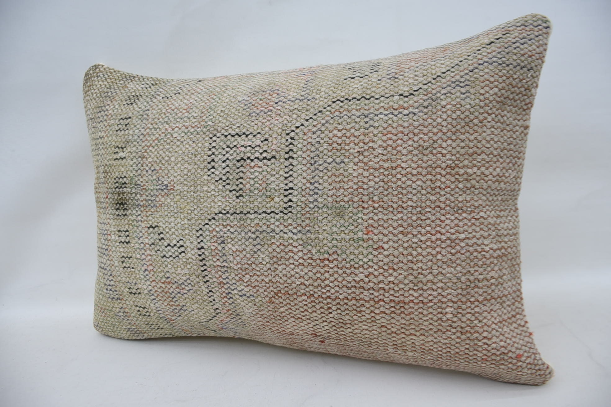 Decorative Pillow, Aesthetic Cushion Cover, Gift Pillow, Vintage Kilim Throw Pillow, 16"x24" Beige Pillow Case, Pillow for Sofa