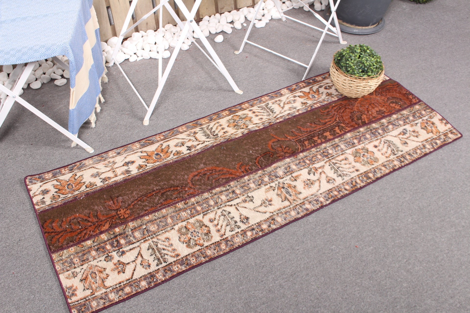 2x5.2 ft Runner Halıları, Koridor Halıları, Mutfak Halıları, Vintage Halı, Yatak Odası Halısı, Bej Yer Halıları, Ev Dekorasyonu Halıları, Türk Halısı, Parlak Halılar