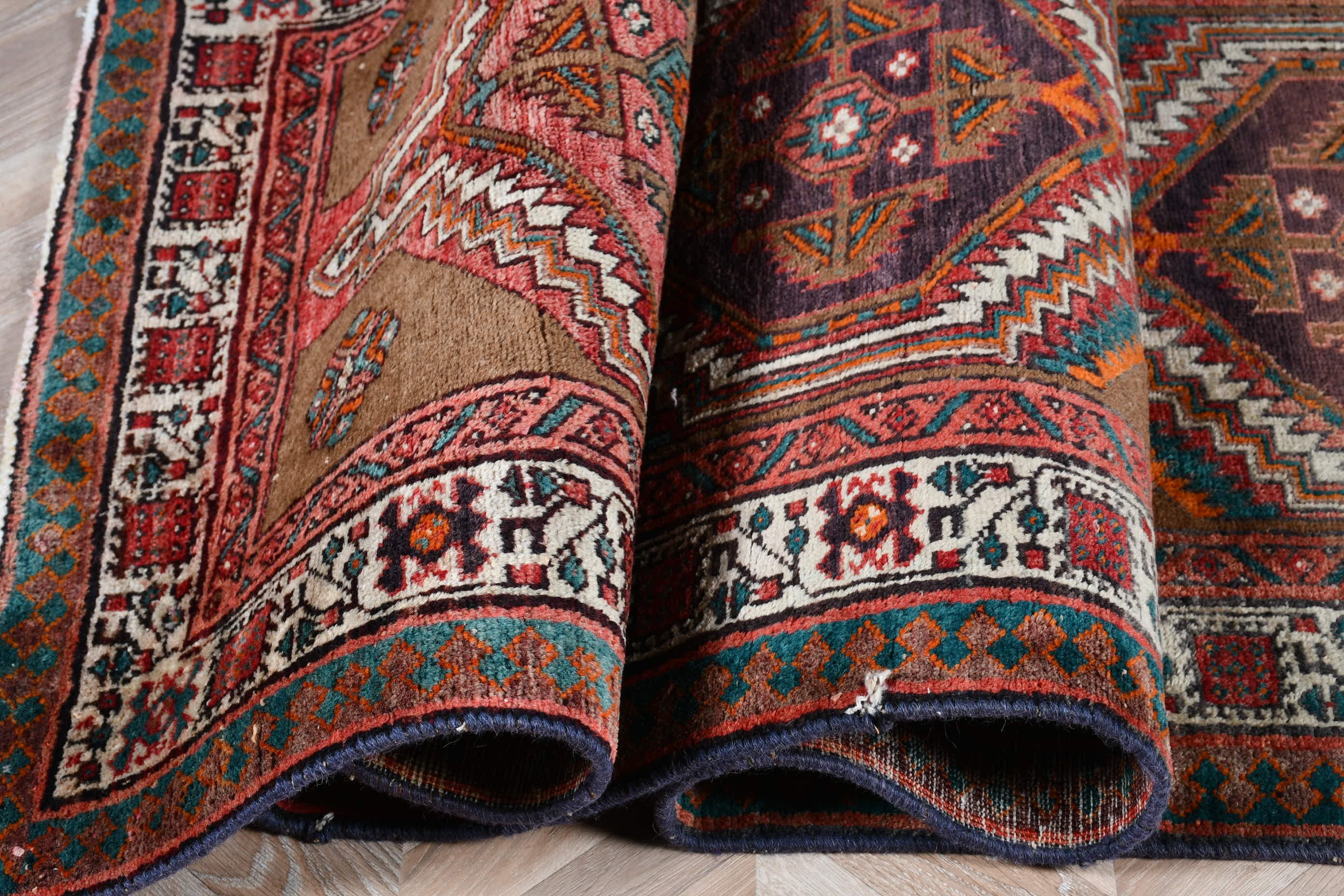 Boho Rug, Hallway Rugs, Home Decor Rug, Turkish Rug, Vintage Rug, 3.3x11.2 ft Runner Rugs, Corridor Rugs, Pink Oriental Rug, Oriental Rug