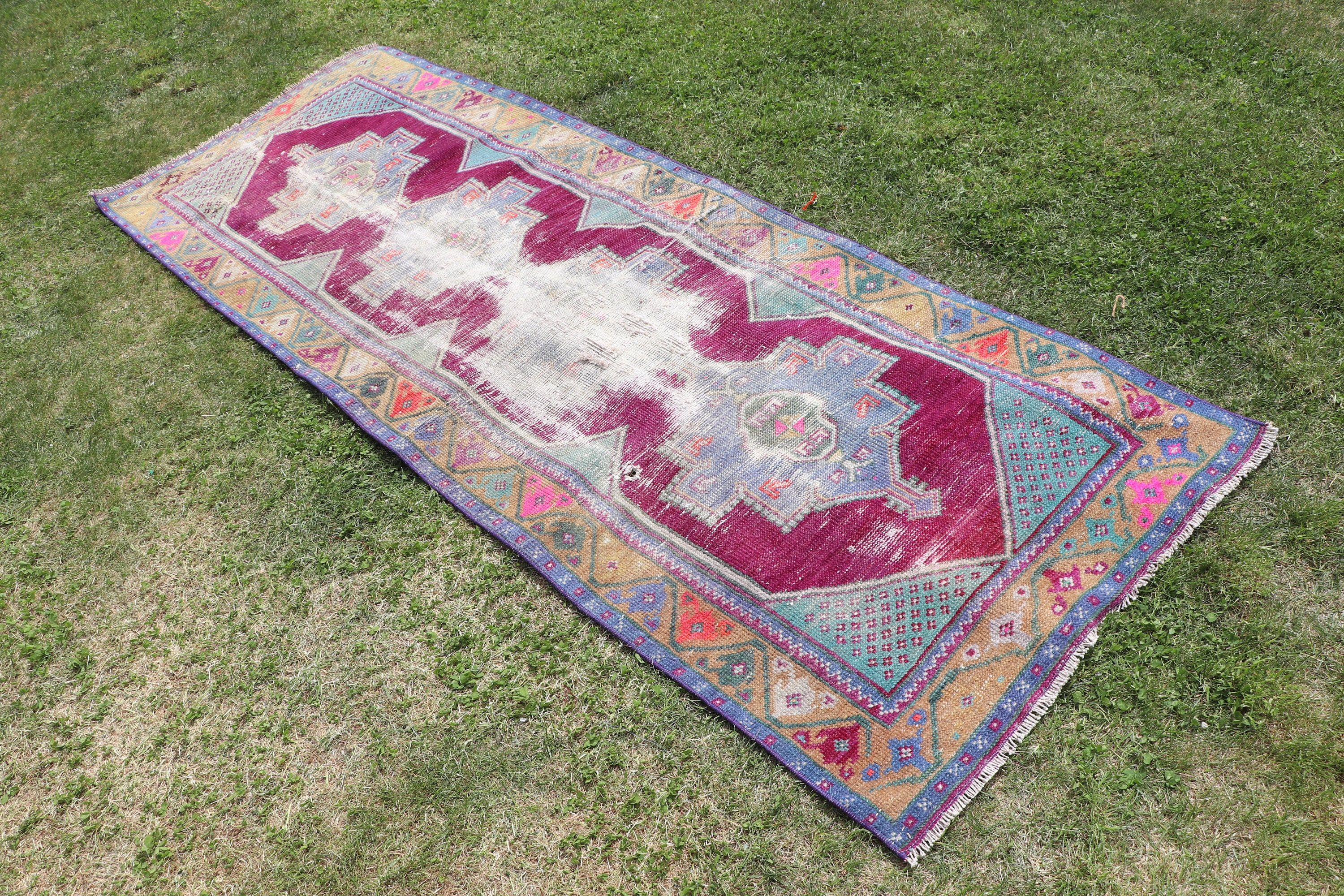 Oryantal Halılar, Uzun Yolluk Halı, Vintage Halı, Mor Oryantal Halı, Yün Halı, Vintage Runner Halıları, Türk Halısı, 2,7x7,4 ft Runner Halıları