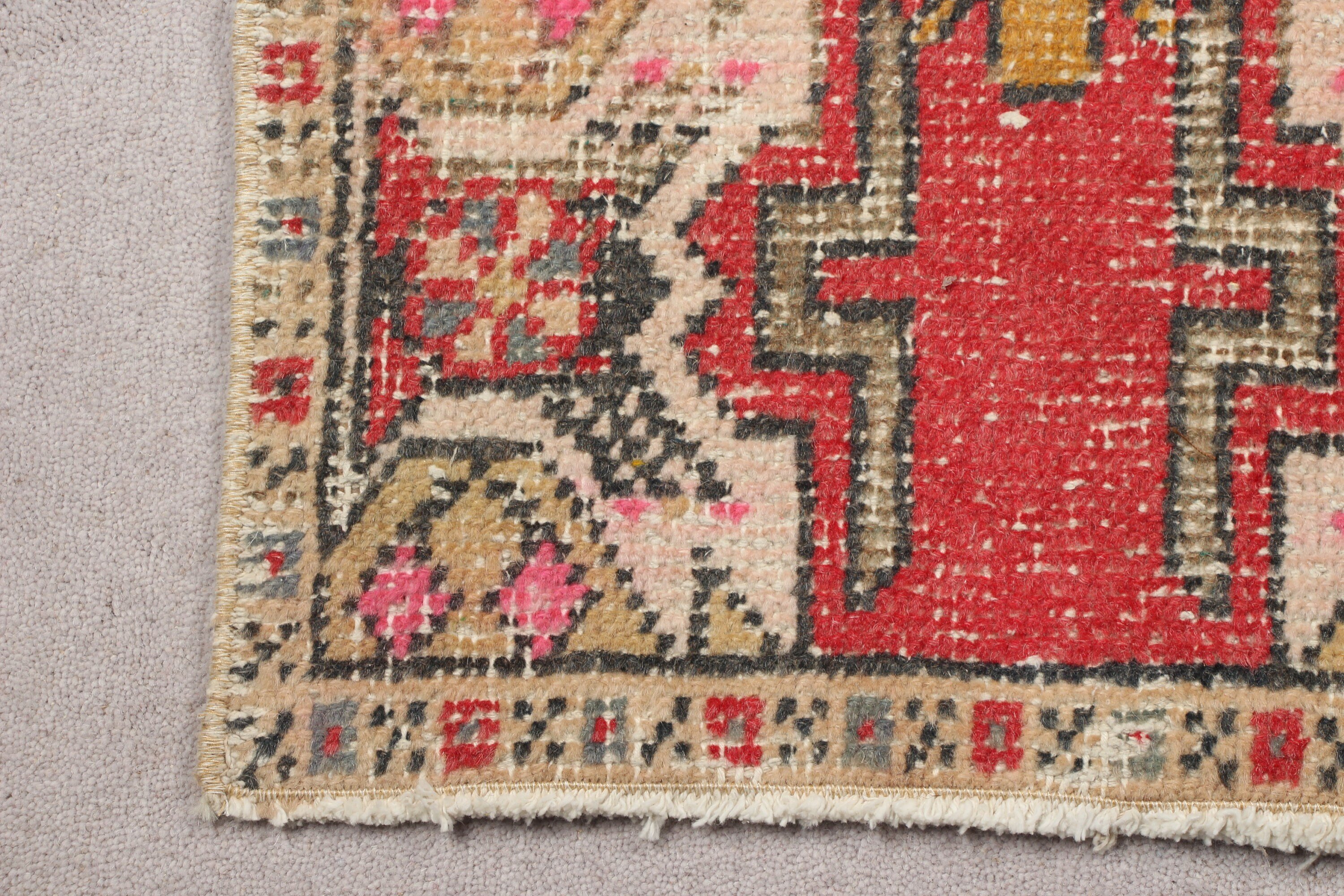 Vintage Rugs, 1.5x2.9 ft Small Rug, Antique Rug, Door Mat Rugs, Rugs for Bedroom, Red Kitchen Rugs, Bath Rug, Turkish Rug, Wool Rug