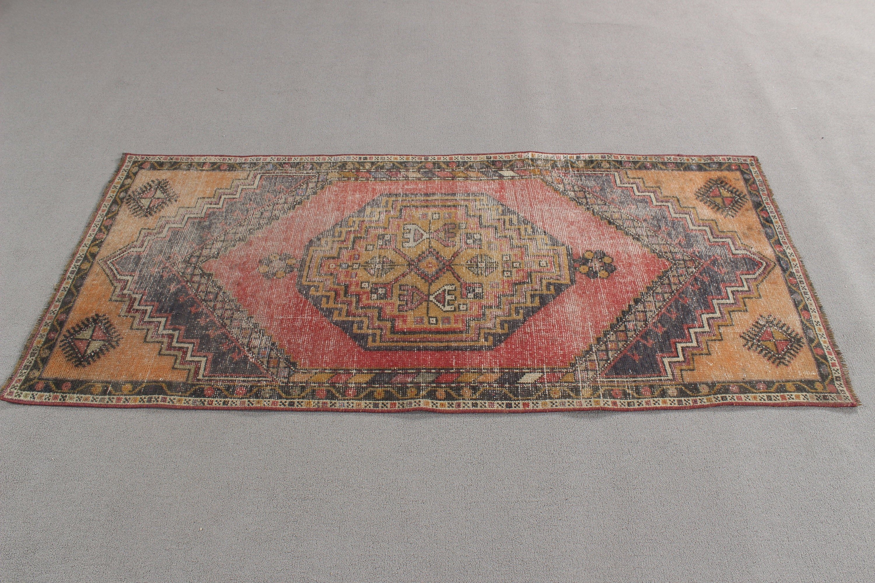 Turkish Rugs, Floor Rugs, Red Boho Rugs, Bath Rug, Small Vintage Rugs, Rugs for Bathroom, 2.5x5.6 ft Small Rug, Luxury Rugs, Vintage Rug