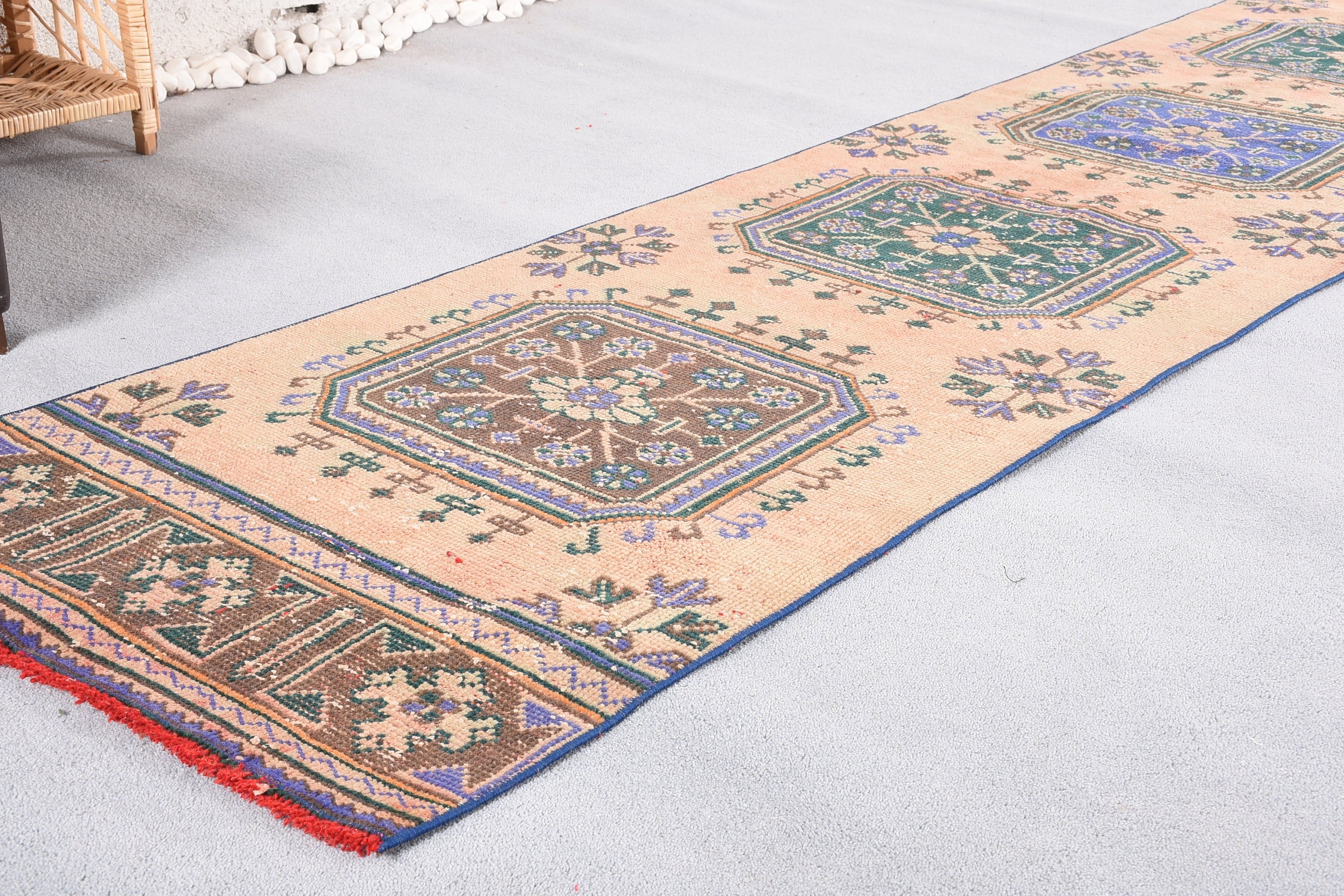 Vintage Rugs, Turkish Rug, Brown  2.6x12.2 ft Runner Rug, Home Decor Rugs, Floor Rugs, Moroccan Rug, Corridor Rug, Hallway Rug