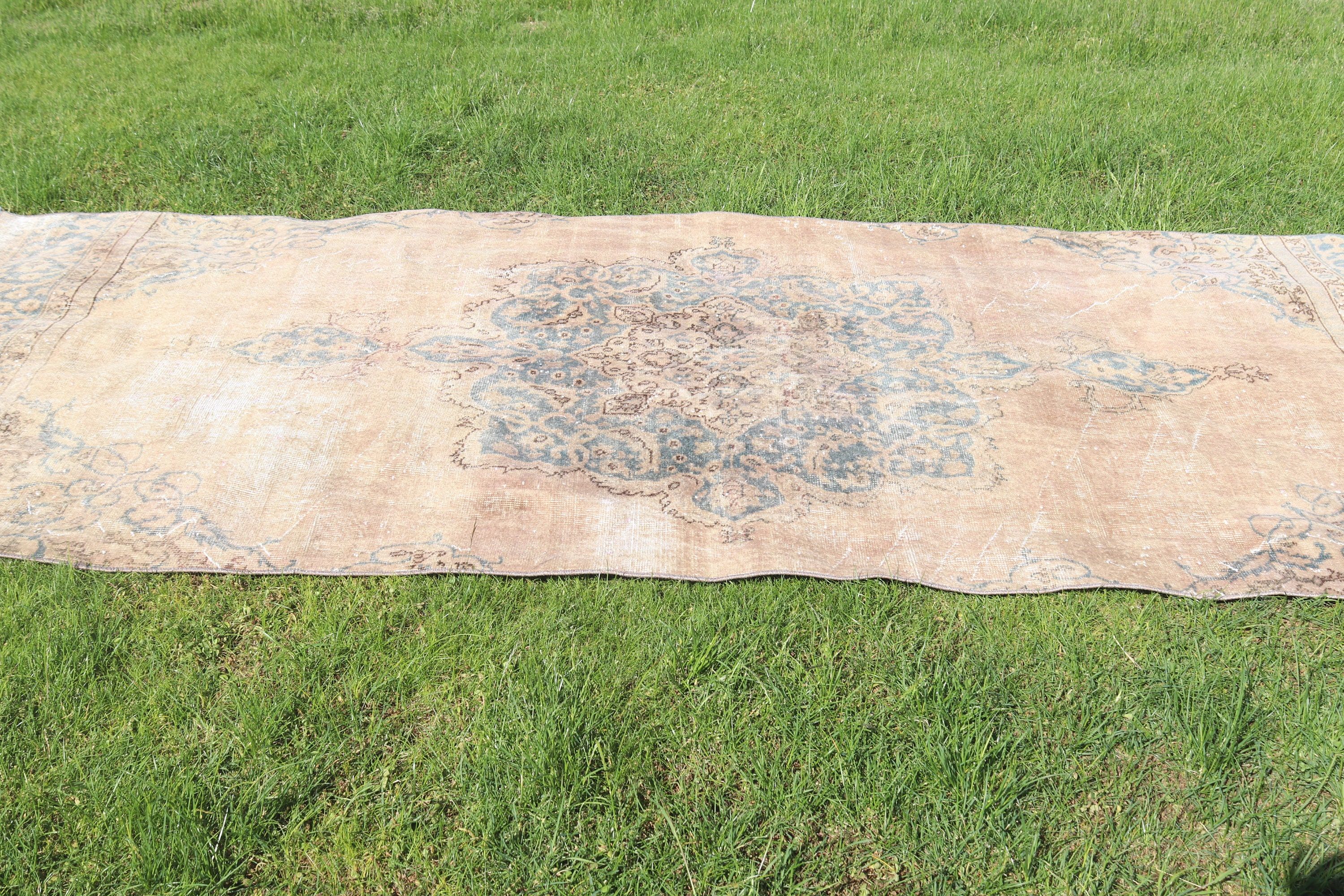 Mutfak Halısı, Vintage Halılar, Büyük Vintage Halılar, Türk Halıları, Büyük Boho Halısı, Yer Halısı, 4.4x9.9 ft Büyük Halılar, Bej Bildirimi Halı