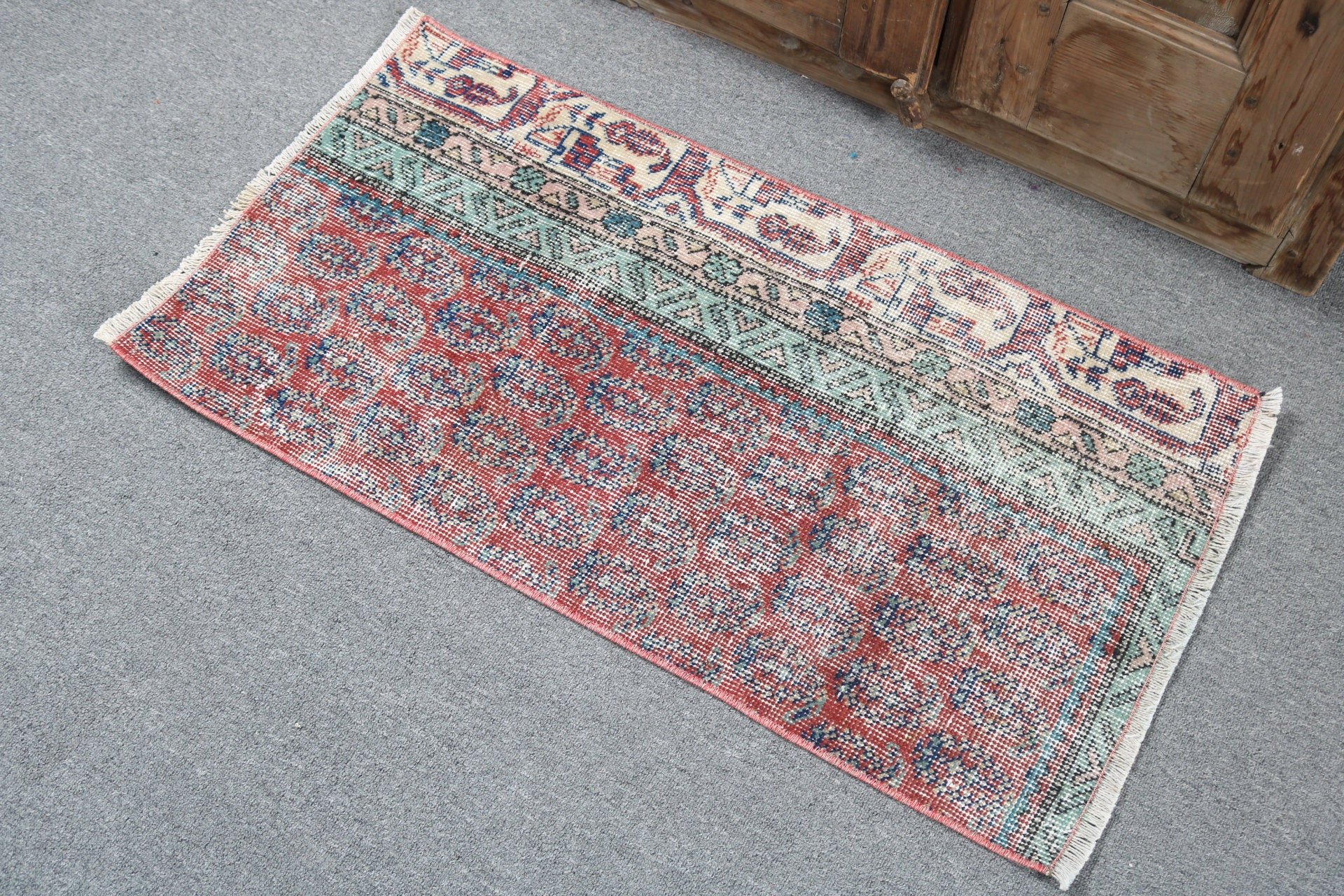 Antique Rugs, Red Antique Rugs, Organic Rug, Turkish Rug, 1.7x3.1 ft Small Rugs, Bathroom Rugs, Vintage Rug, Oriental Rugs, Small Area Rug