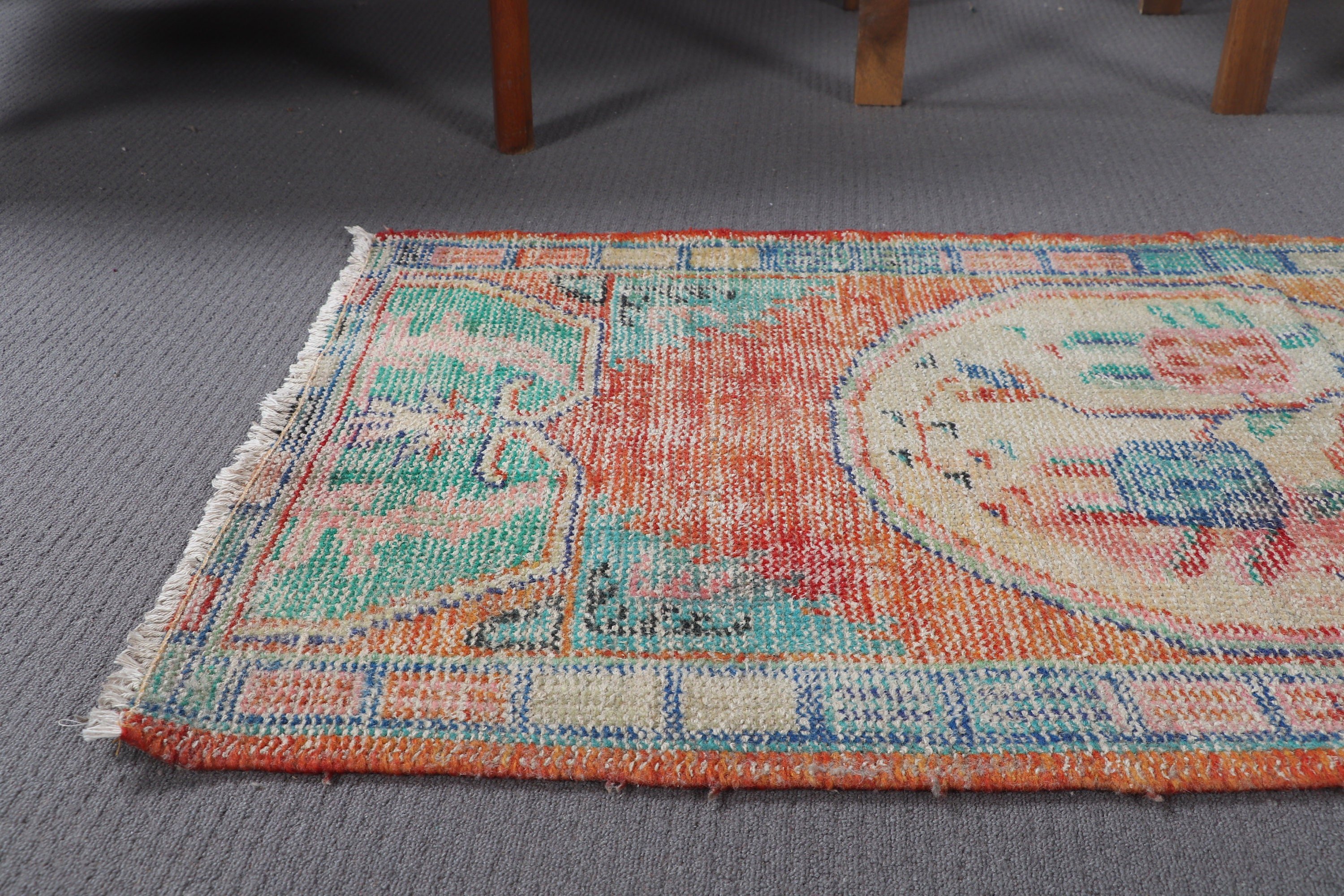 Cool Rug, Bedroom Rug, Orange Antique Rug, Oriental Rugs, Vintage Rug, Turkish Rugs, Bathroom Rugs, Bohemian Rugs, 2.1x4.2 ft Small Rugs