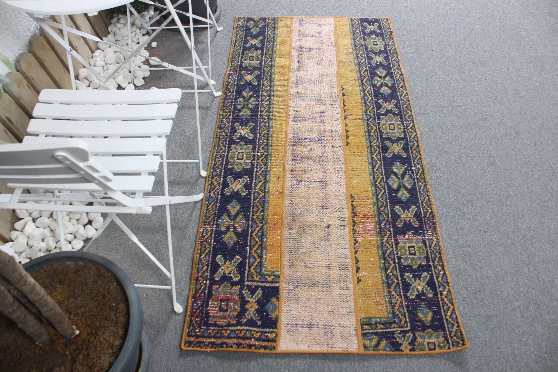 2.6x5.4 ft Küçük Halı, Yurt Halıları, Vintage Halılar, Mavi Oryantal Halı, Türk Halısı, Antika Halı, Yatak Odası Halısı, Duvara Asılı Halı, Araba Paspas Halıları