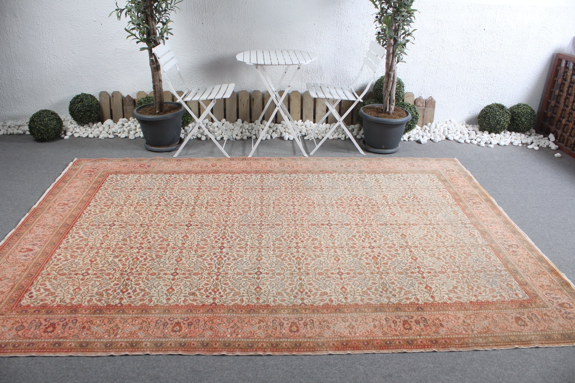 Anadolu Halısı, Eski Halı, Yemek Odası Halısı, Türk Halısı, Bej Anadolu Halısı, 6.5x9.5 ft Büyük Halı, Fas Halısı, Vintage Halı, Oturma Odası Halısı