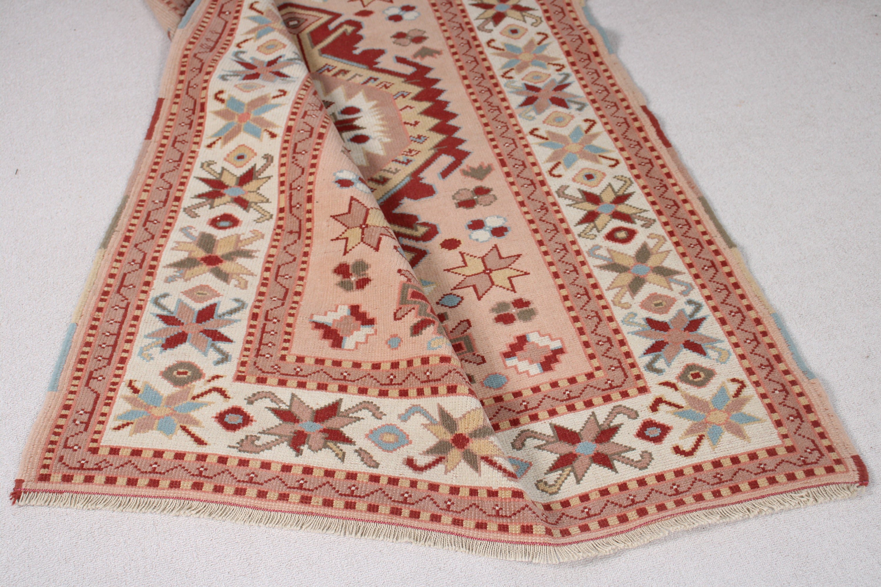 Çocuk Odası Halıları, Geometrik Halı, Boho Halı, Pembe Oryantal Halı, Dekoratif Halılar, Türk Halısı, 3,8x5,4 ft Vurgulu Halılar, Vintage Halılar