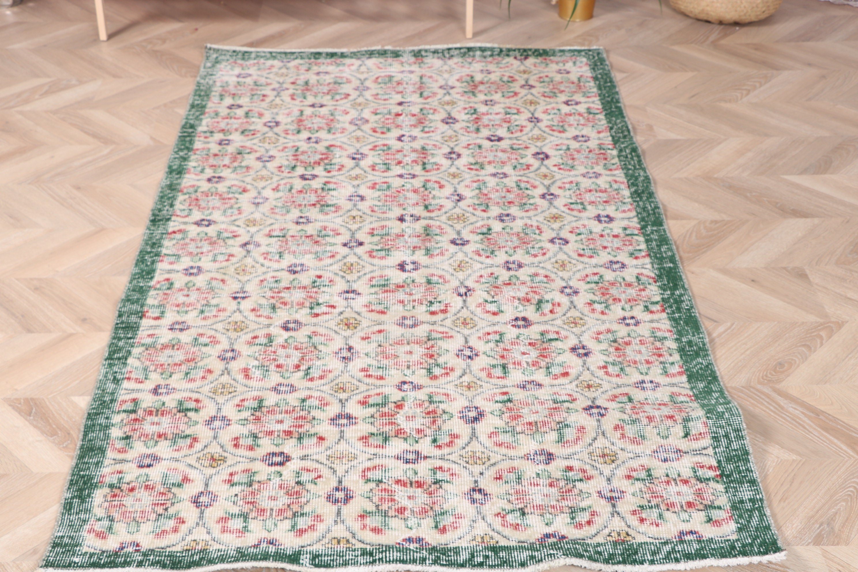 Boho Halılar, Oryantal Halılar, Bej Nötr Halılar, Mutfak Halıları, Vintage Halılar, Oushak Halılar, 3,5x6,3 ft Accent Halı, Türk Halıları, Yatak Odası Halıları