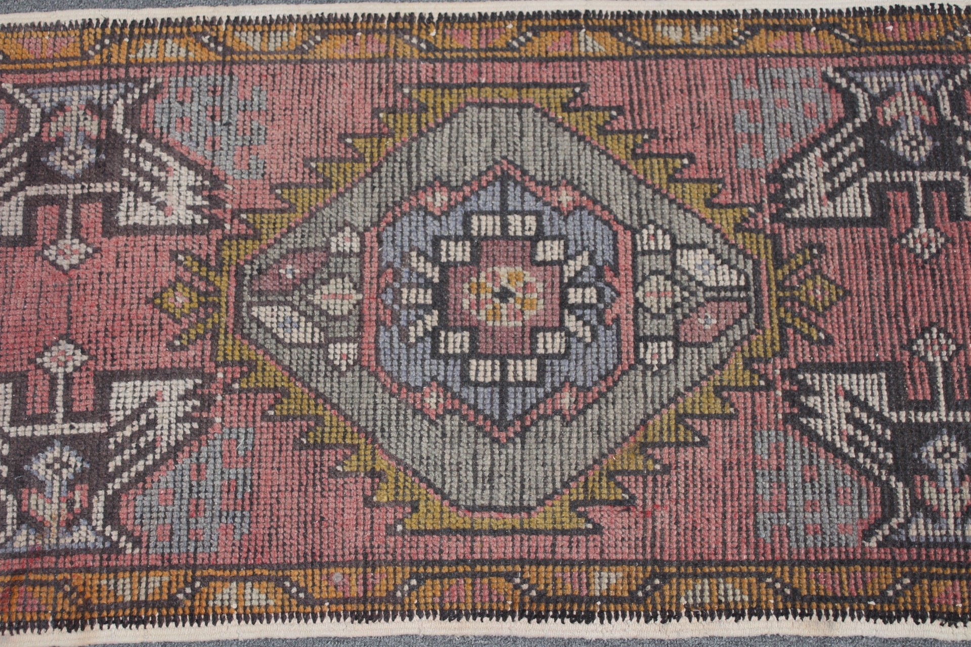 Mutfak Halısı, Pembe Oushak Halısı, 1.7x3.4 ft Küçük Halı, Duvara Asılı Halı, Sevimli Banyo Paspas Halısı, Giriş Halısı, Oryantal Halılar, Türk Halısı, Vintage Halı