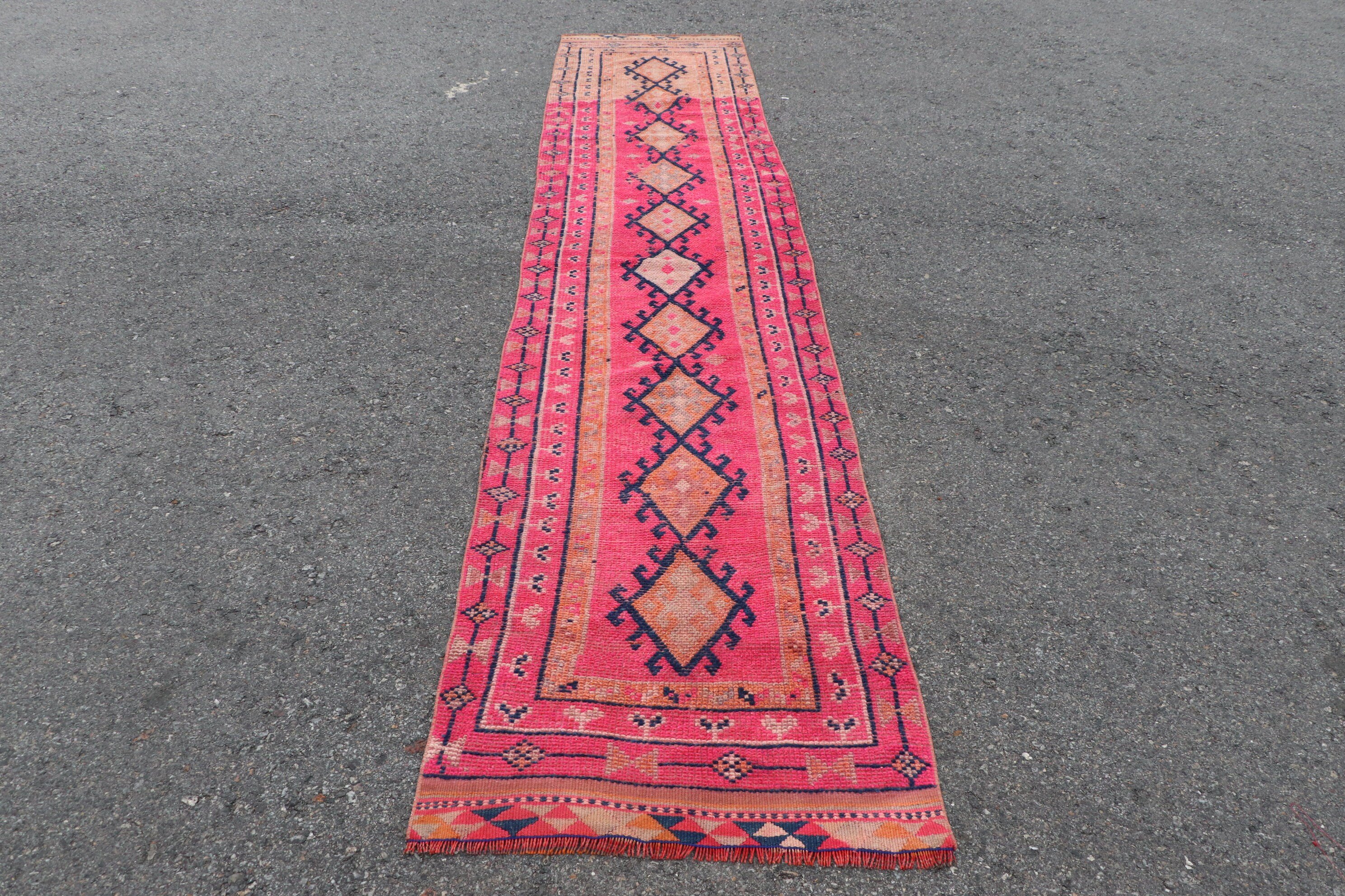 Rugs for Corridor, Kitchen Rug, Cool Rug, 2.7x13 ft Runner Rug, Corridor Rugs, Vintage Rugs, Tribal Rugs, Turkish Rug, Pink Cool Rugs