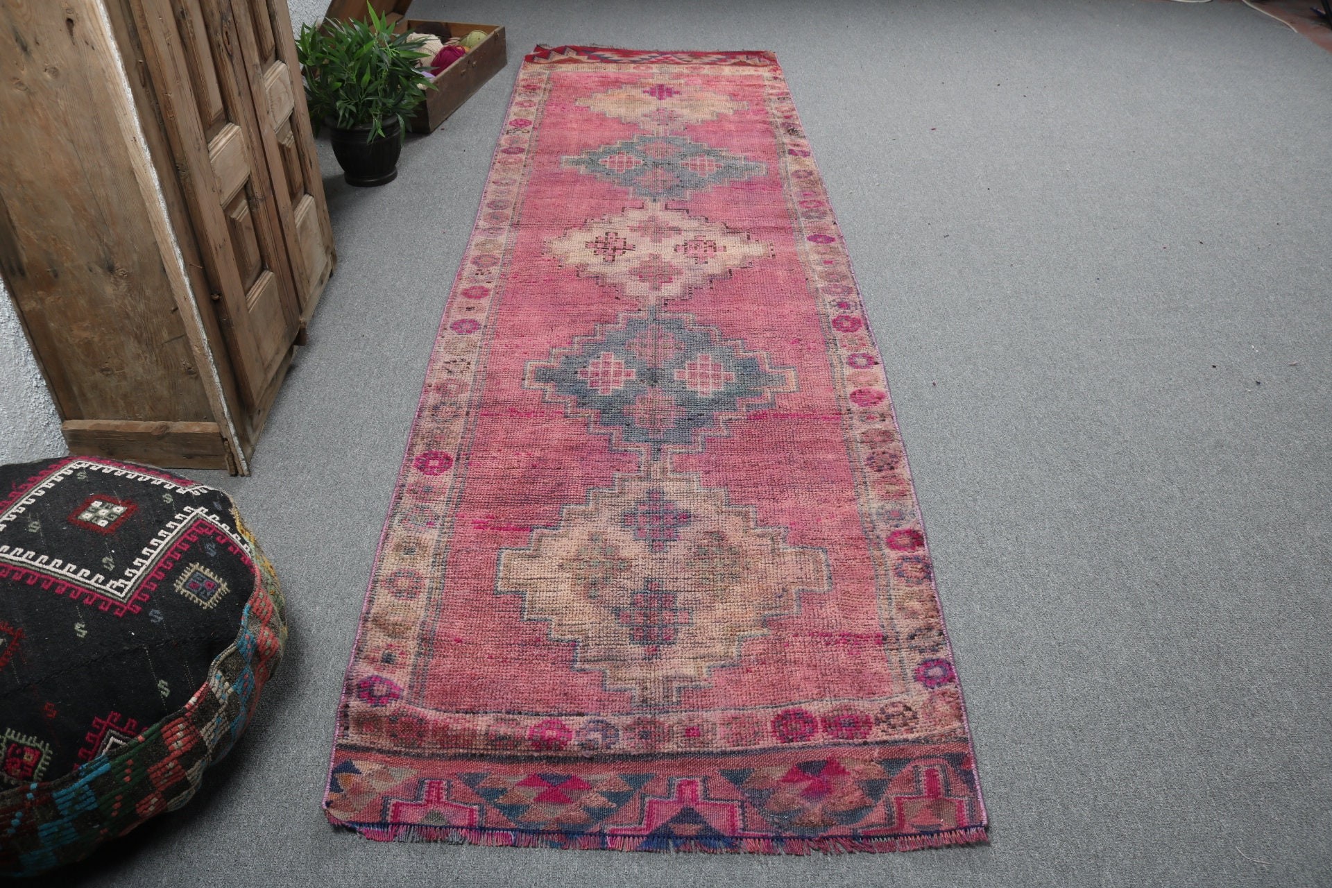 Turkish Rug, Corridor Rug, Pink Anatolian Rug, Outdoor Rugs, Neutral Rugs, 3.2x11 ft Runner Rugs, Long Runner Rug, Vintage Rug, Modern Rugs