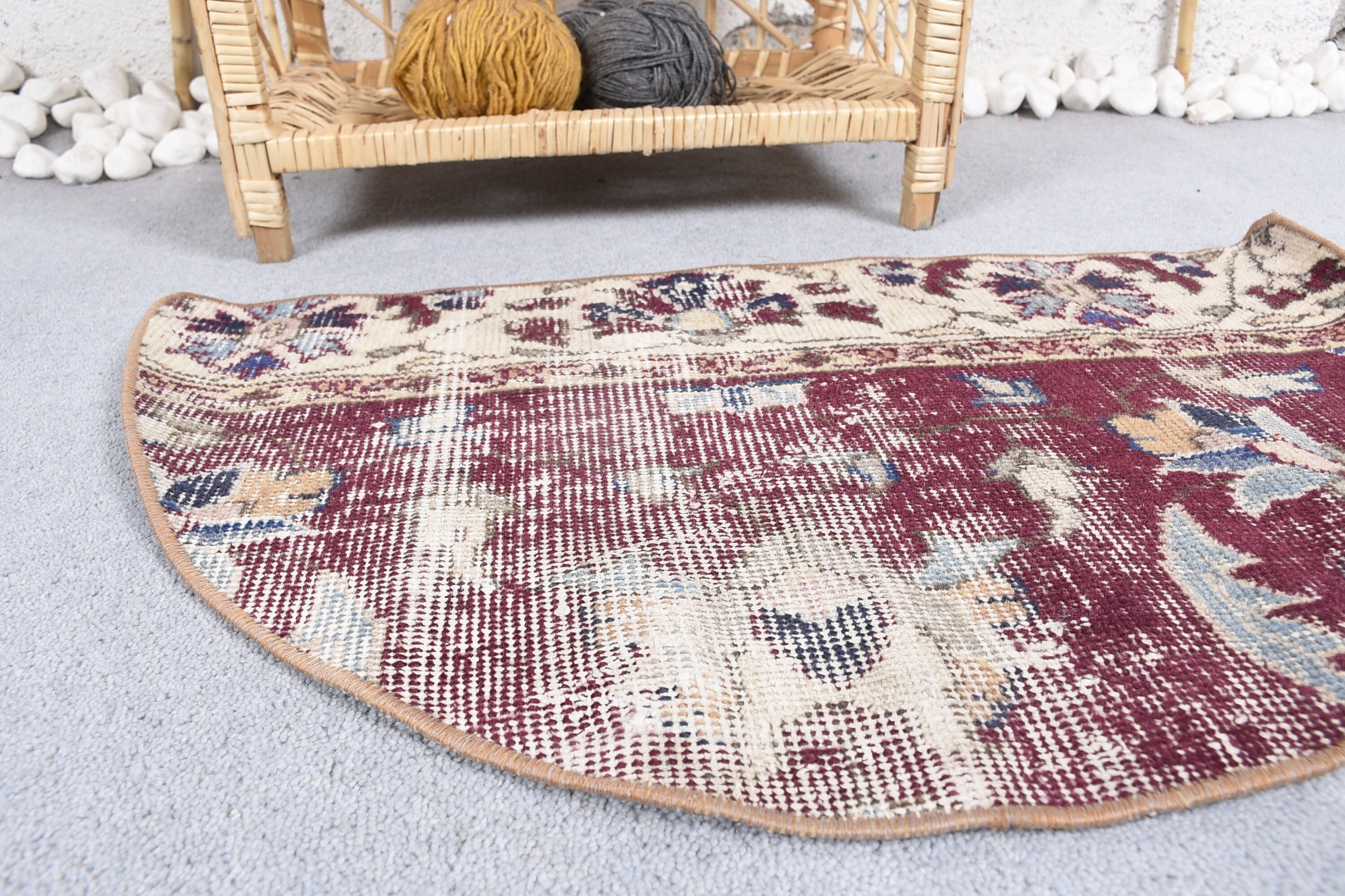 Wool Rug, 2.5x1.5 ft Small Rug, Purple Home Decor Rug, Door Mat Rug, Bedroom Rug, Turkish Rugs, Vintage Rugs, Flatweave Rug