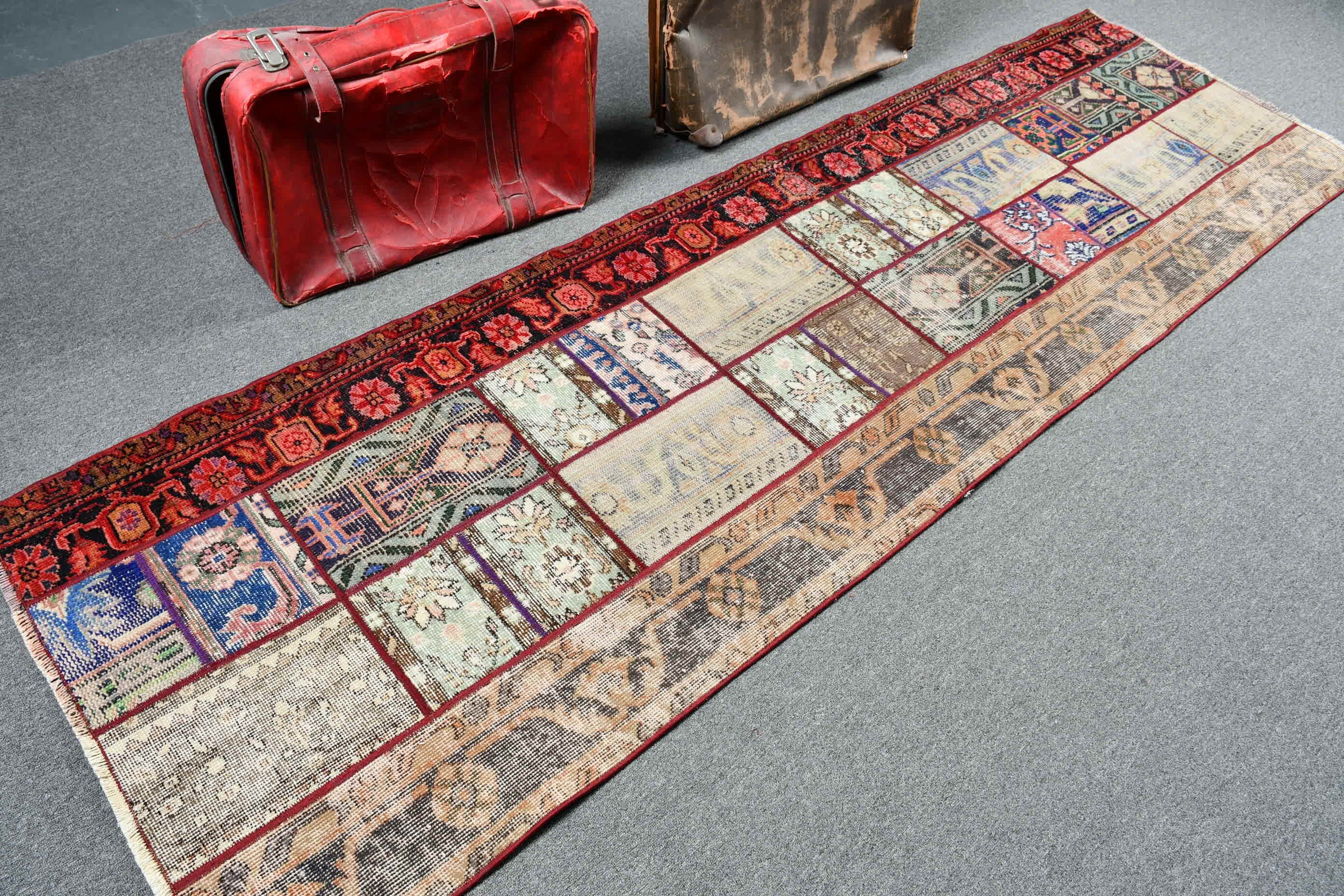 Vintage Rug, Brown Kitchen Rugs, Rugs for Runner, Corridor Rug, Turkish Rug, Old Rug, Antique Rug, 2.8x9.5 ft Runner Rugs, Moroccan Rugs