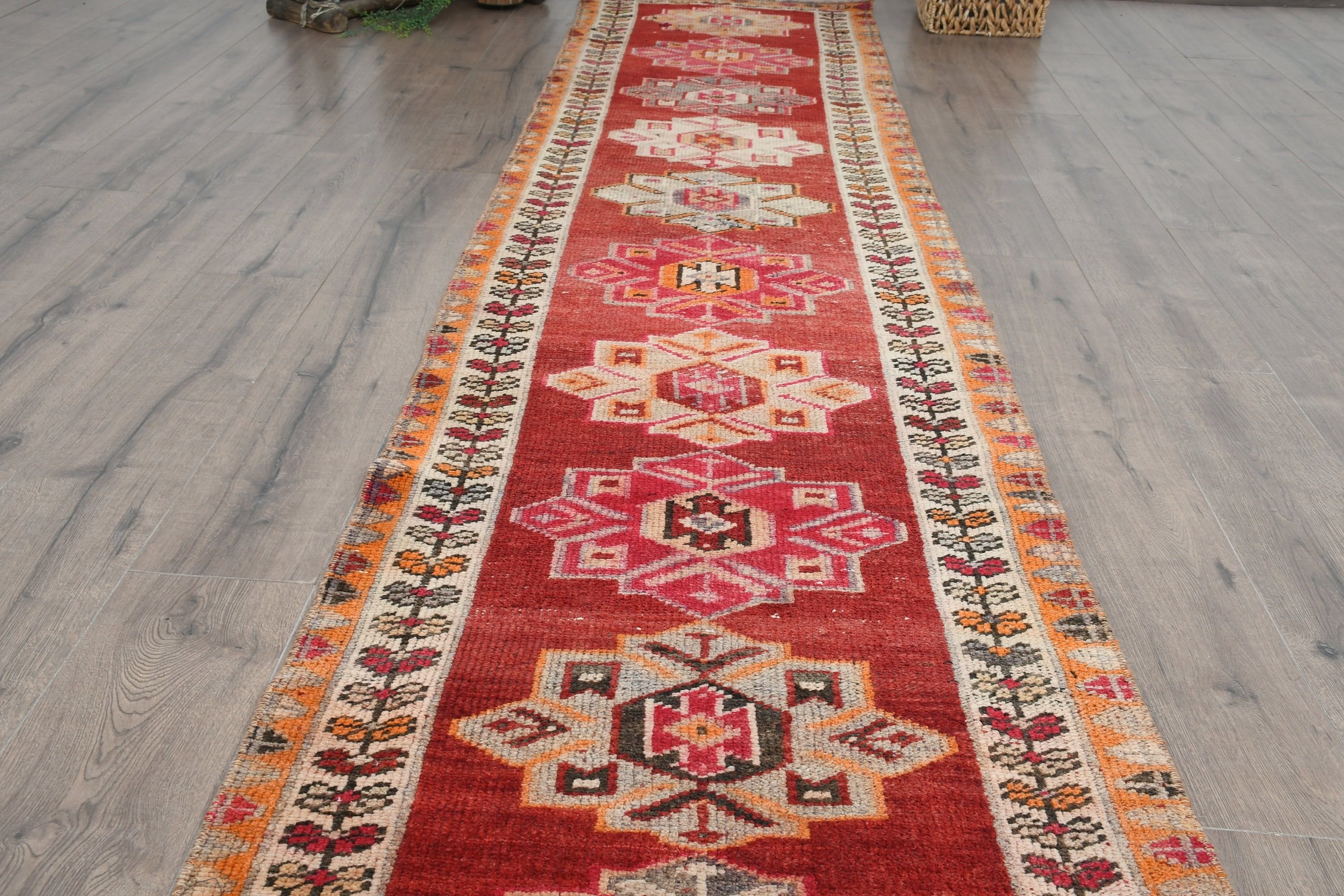 Cute Rug, Hallway Rug, 2.5x10.7 ft Runner Rug, Red Home Decor Rug, Vintage Rugs, Turkish Rug, Cool Rug, Rugs for Hallway, Home Decor Rug