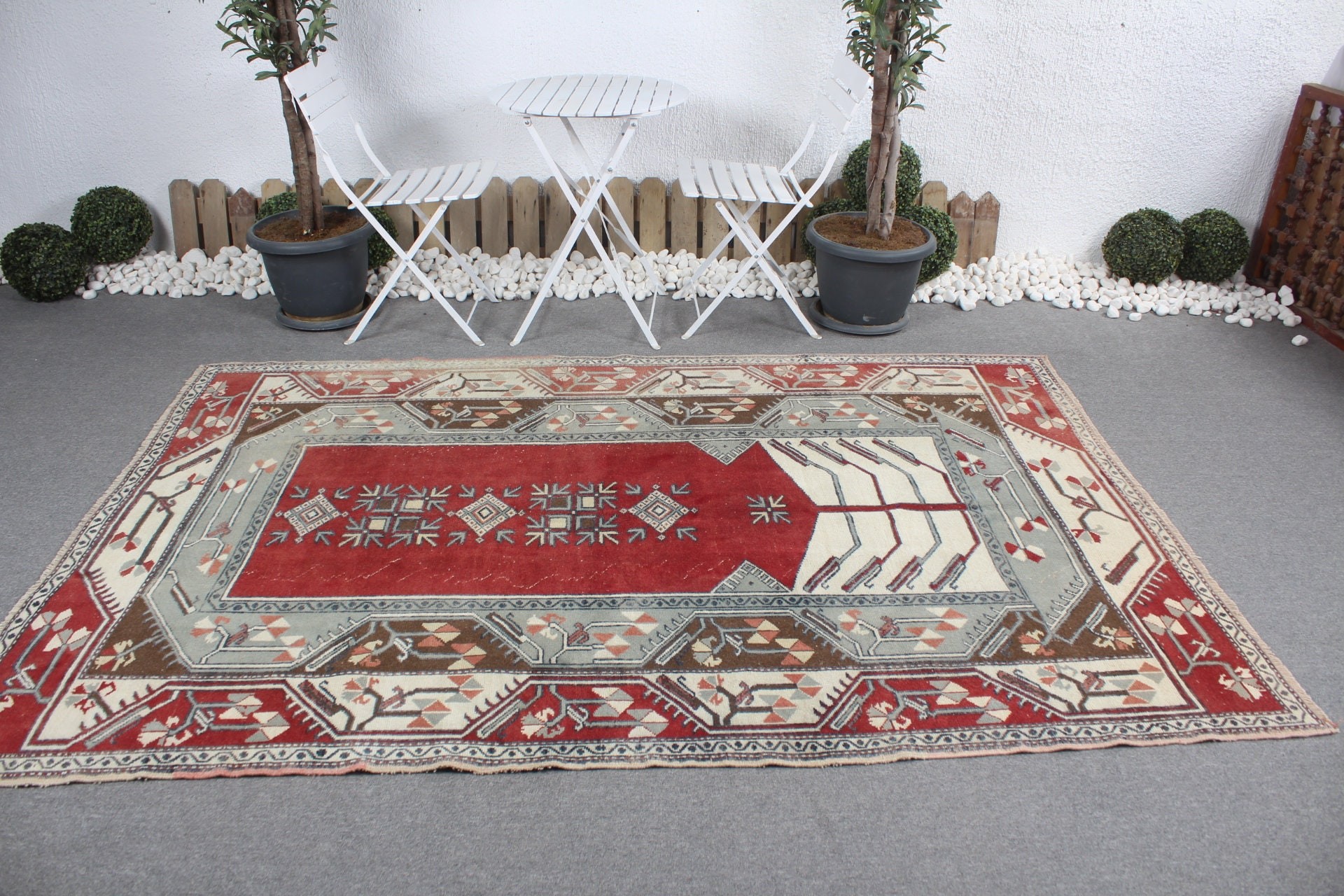 Living Room Rugs, Turkish Rug, Rugs for Living Room, Red  5.5x8.3 ft Large Rug, Vintage Rug, Wool Rug, Salon Rug, Cool Rug