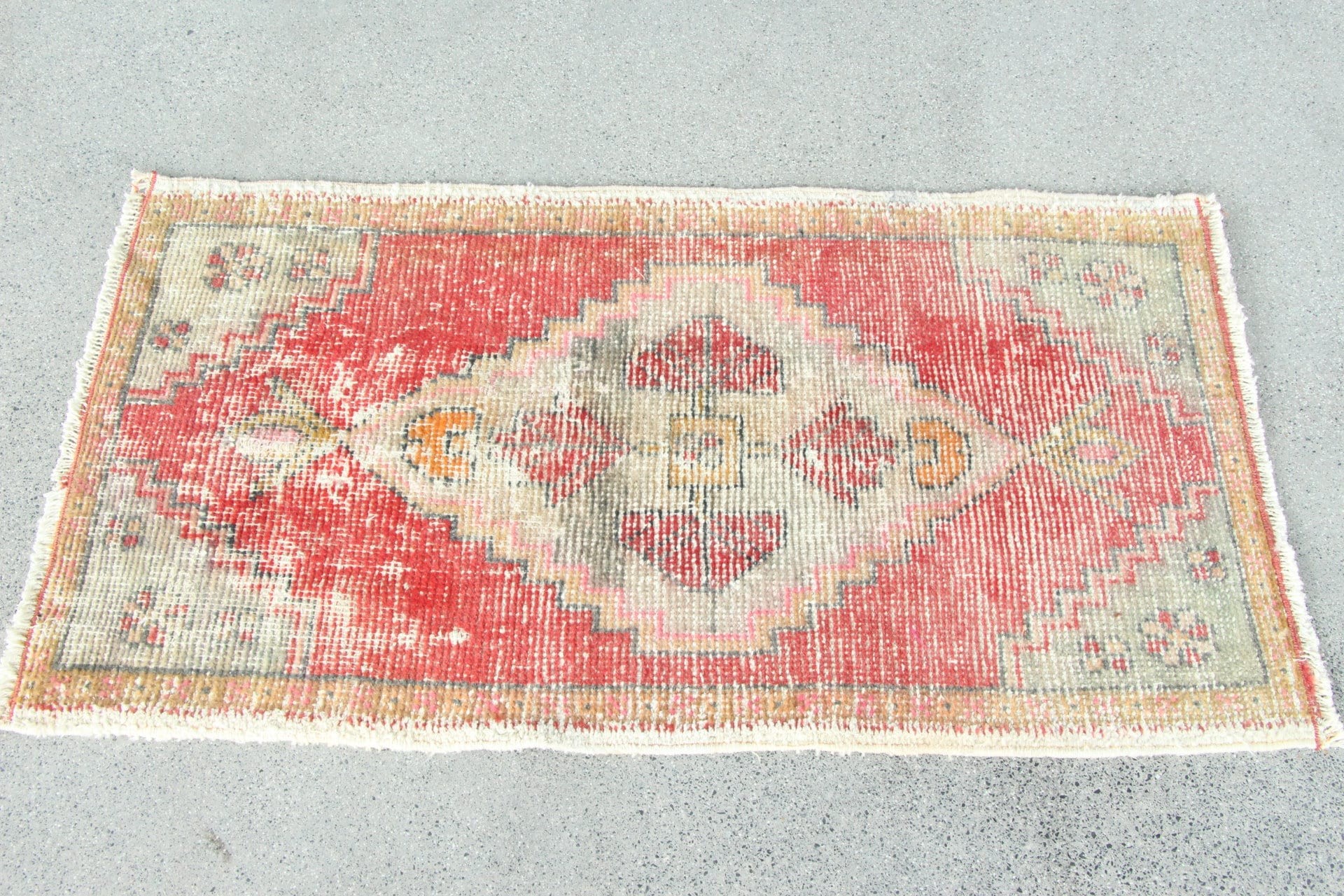 Car Mat Rug, Turkish Rugs, Bath Rug, Art Rugs, Vintage Rug, Red Oushak Rugs, Oushak Rug, Floor Rug, 1.8x3.3 ft Small Rug, Rugs for Bathroom