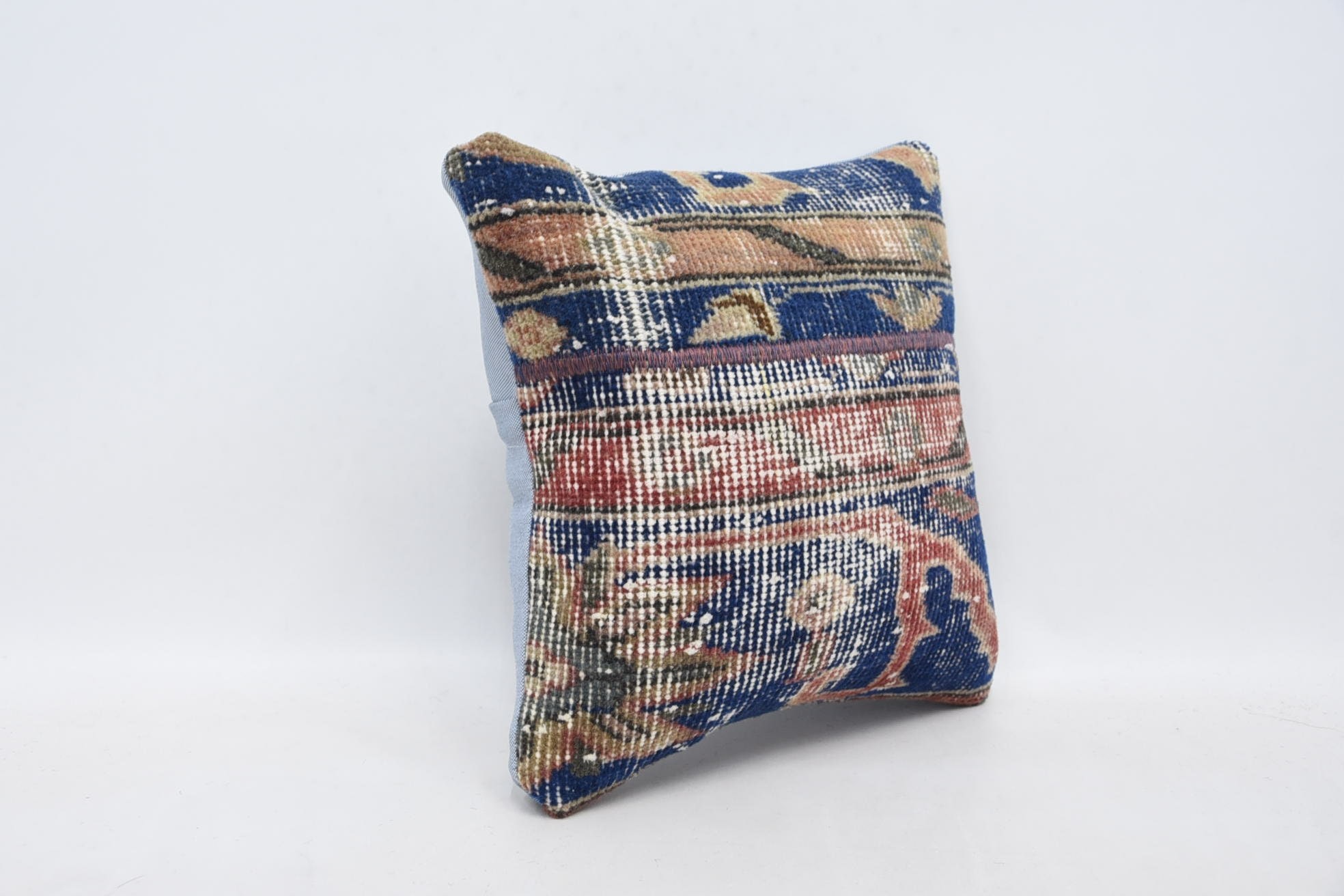 Outdoor Bolster Pillow Cover, Pillow for Couch, 14"x14" Blue Pillow Sham, Luxury Cushion Cover, Kilim Pillow, Handmade Kilim Cushion