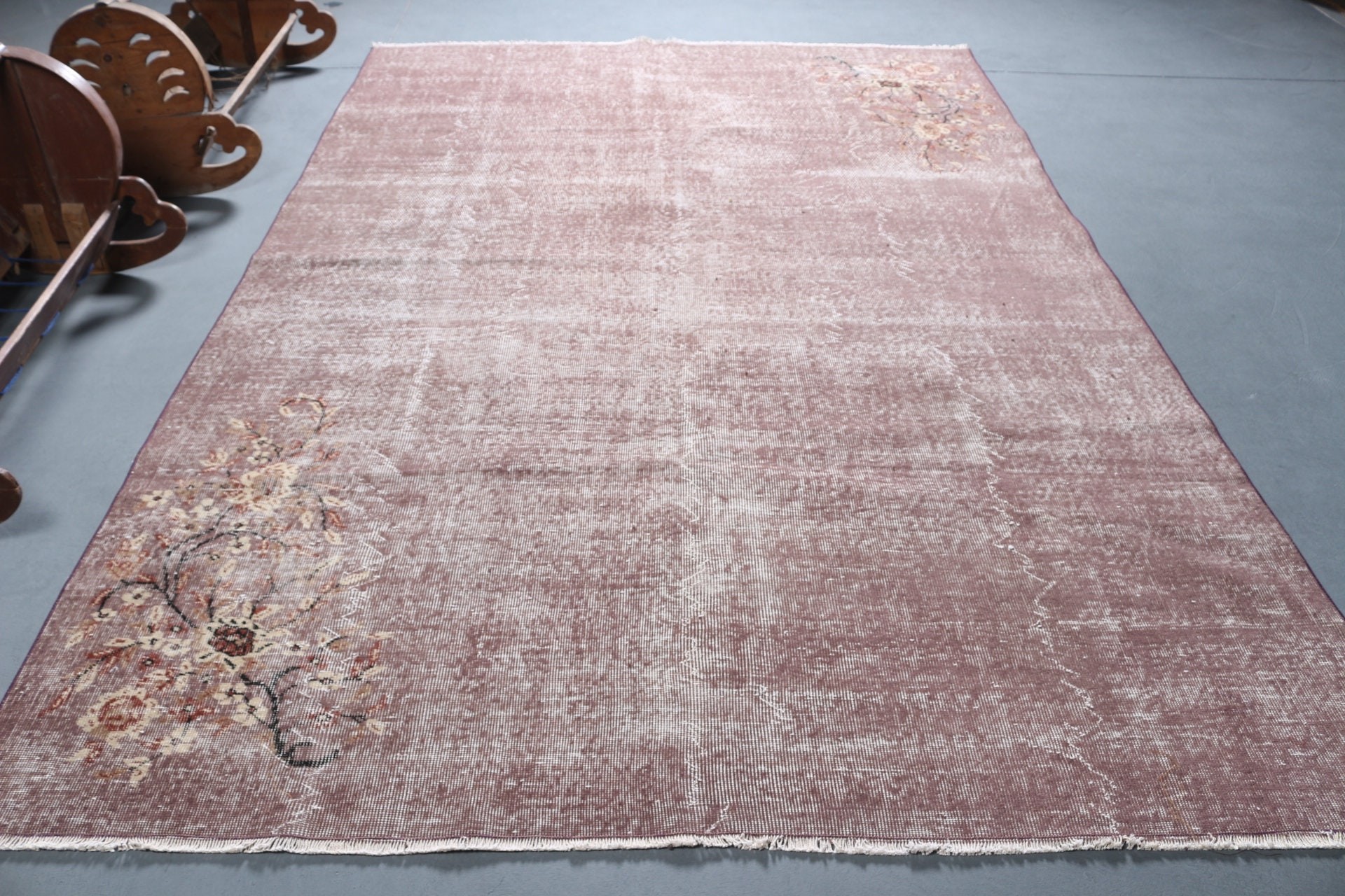 Vintage Halı, Oturma Odası Halısı, Boho Halısı, Salon Halısı, Türk Halısı, Gri Yer Halısı, Antika Halı, Parlak Halı, Mutfak Halısı, 6.9x9.9 ft Büyük Halı