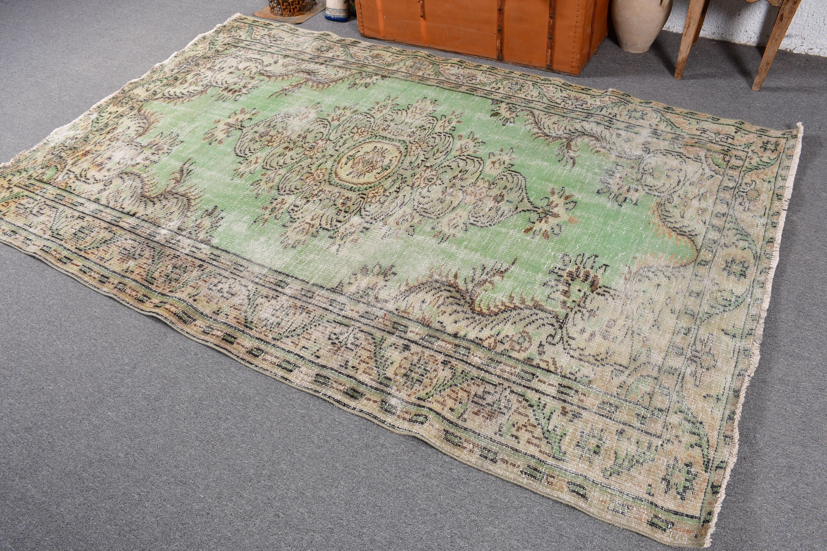 5.3x8 ft Large Rugs, Antique Rugs, Green Handwoven Rug, Large Boho Rugs, Turkish Rug, Floor Rugs, Large Vintage Rugs, Vintage Rugs