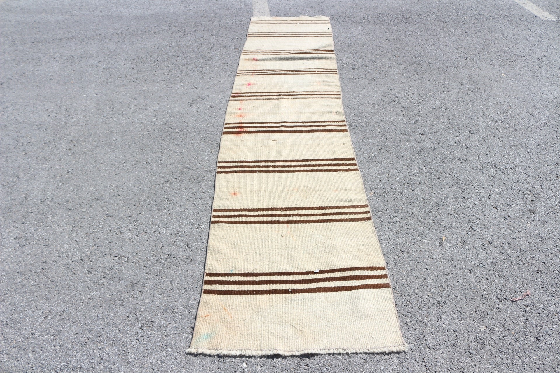 Vintage Halı, Kilim, Merdiven Halısı, Koridor Halıları, Bej Mutfak Halısı, Türk Halısı, Yün Halı, 2.2x10.3 ft Yolluk Halıları, Ev Dekorasyonu Halısı