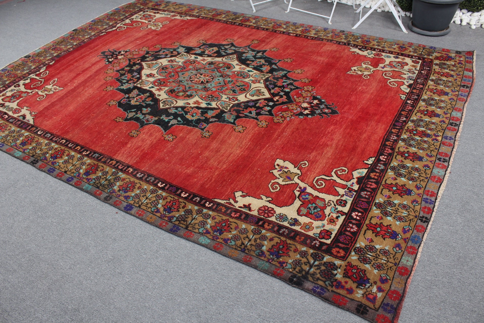 Pastel Rug, Oriental Rugs, Salon Rug, Dining Room Rug, Turkish Rug, Vintage Rug, Red  7.6x10.3 ft Oversize Rug