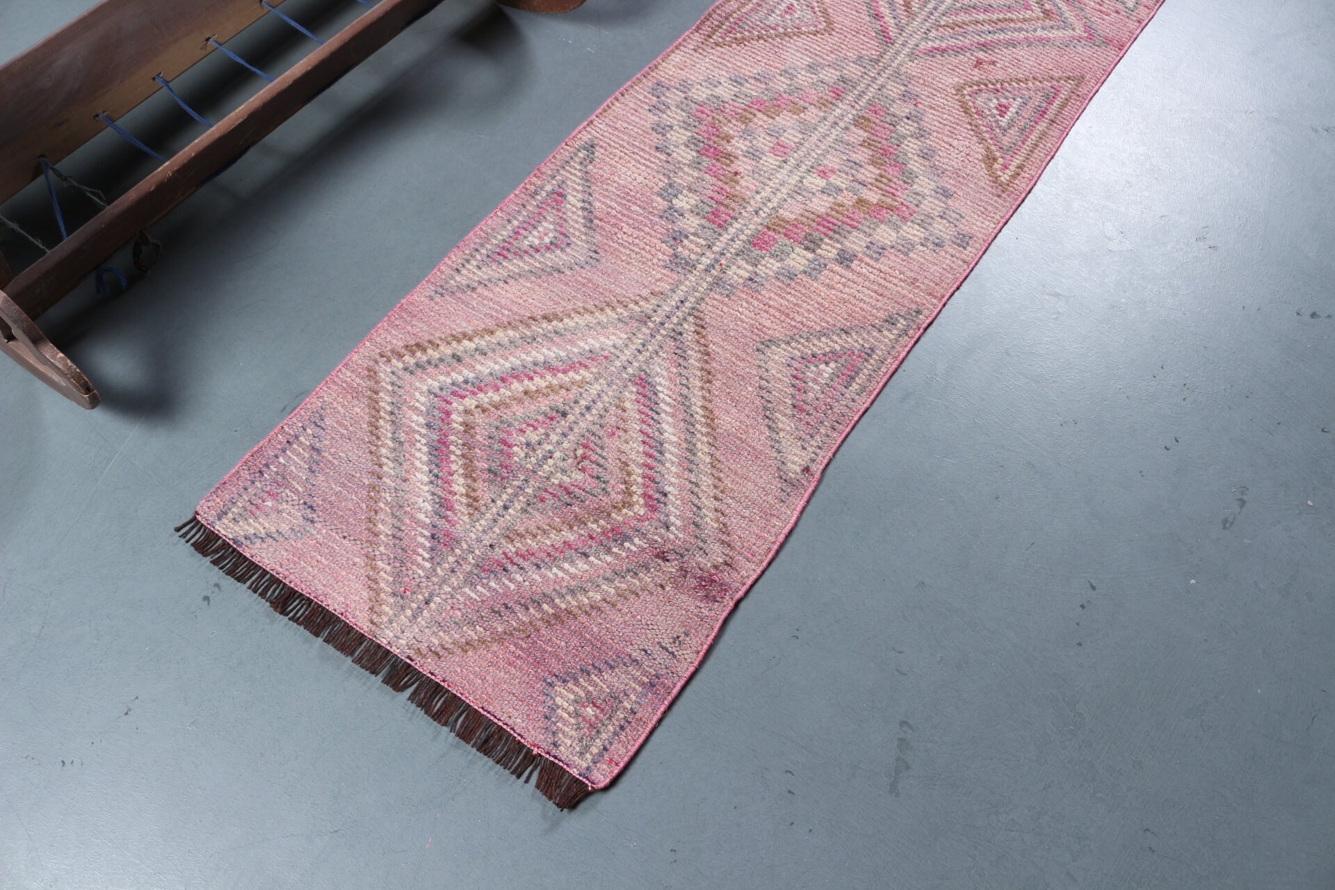 Pink Moroccan Rug, Muted Rug, Turkish Rug, Home Decor Rug, Rugs for Kitchen, Vintage Rugs, 2.6x7.5 ft Runner Rug, Kitchen Rug, Antique Rug