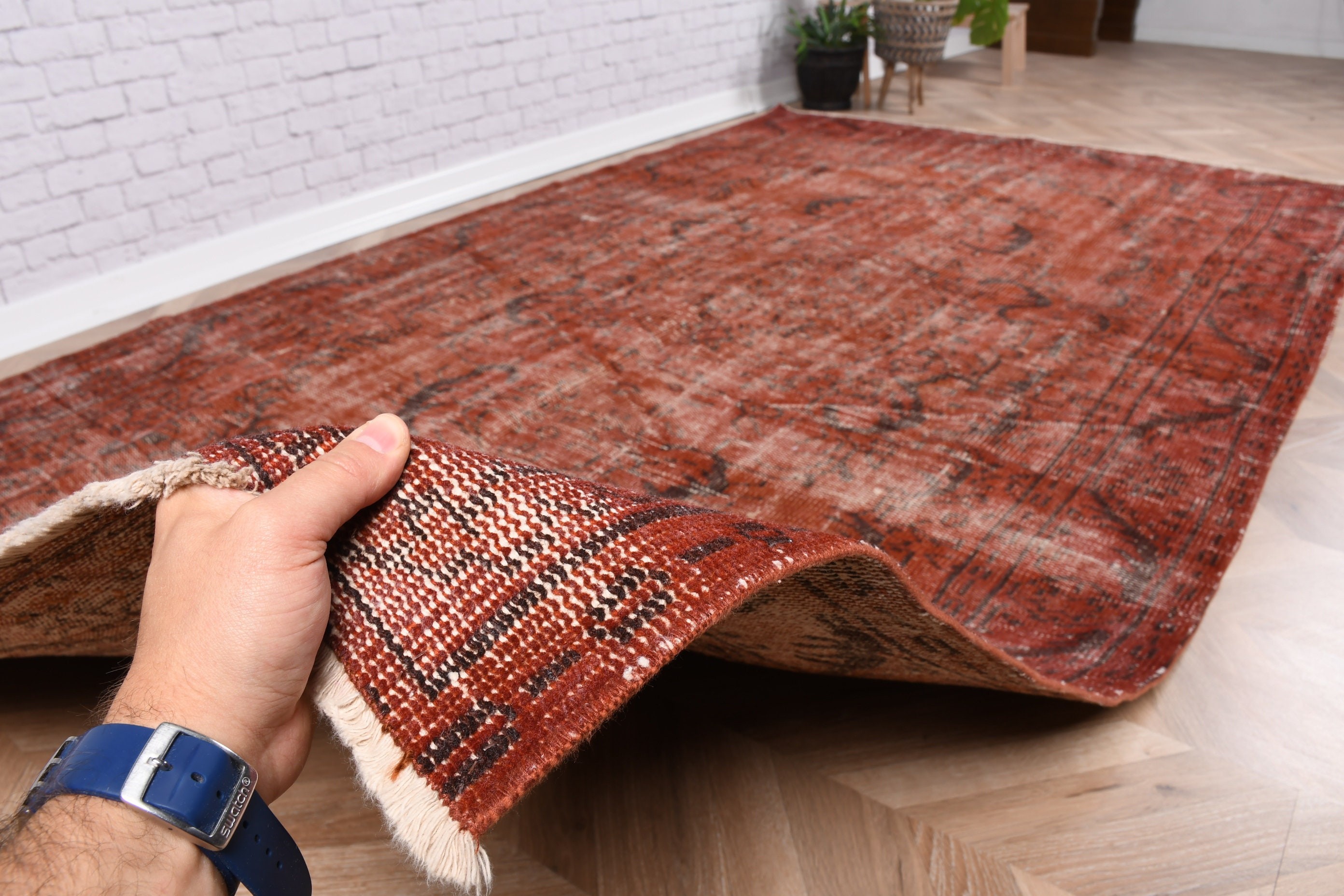 Yatak Odası Halıları, 5.2x9.4 ft Büyük Halı, Salon Halısı, Yün Halı, Turuncu Lüks Halılar, Egzotik Halılar, Vintage Halılar, Türk Halıları, Geometrik Halı