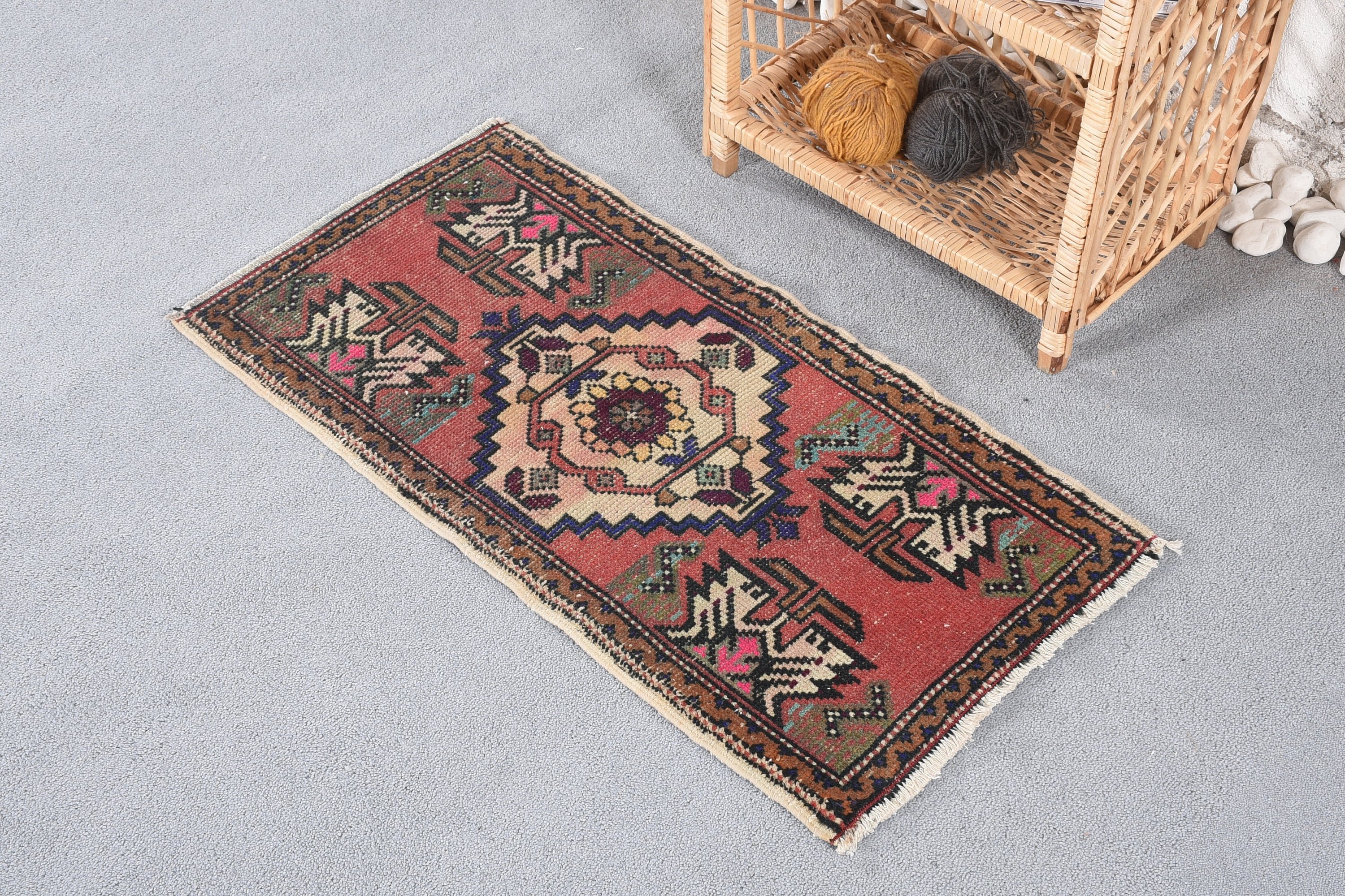 Bedroom Rug, 1.6x3.1 ft Small Rug, Door Mat Rug, Brown Kitchen Rug, Cool Rug, Nursery Rugs, Turkish Rug, Vintage Rug, Rugs for Car Mat