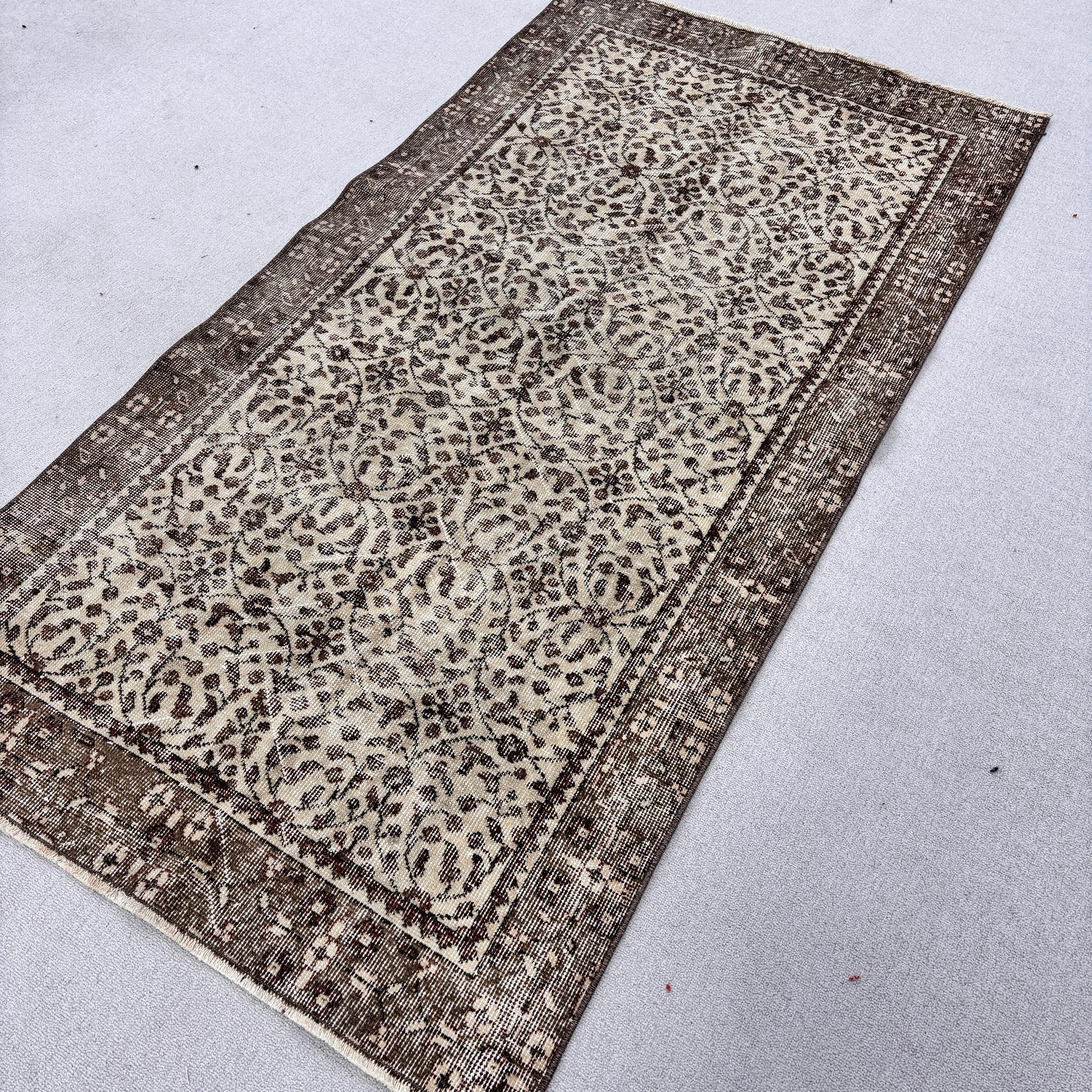 Boho Accent Halı, Vintage Accent Halı, Modern Halı, Vintage Halı, Kahverengi Antika Halılar, Türk Halısı, 3.4x6.7 ft Accent Halı, Yatak Odası Halısı