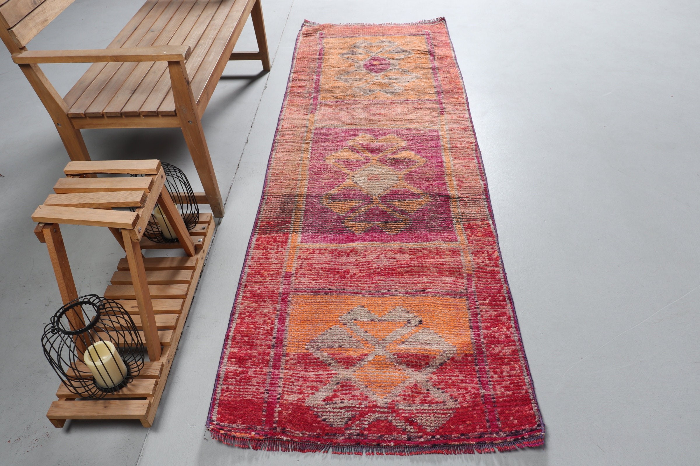Oushak Rugs, Turkish Rugs, Orange Moroccan Rugs, Oriental Rugs, Vintage Rug, 2.8x8.6 ft Runner Rugs, Flatweave Rug, Stair Rug, Hallway Rugs